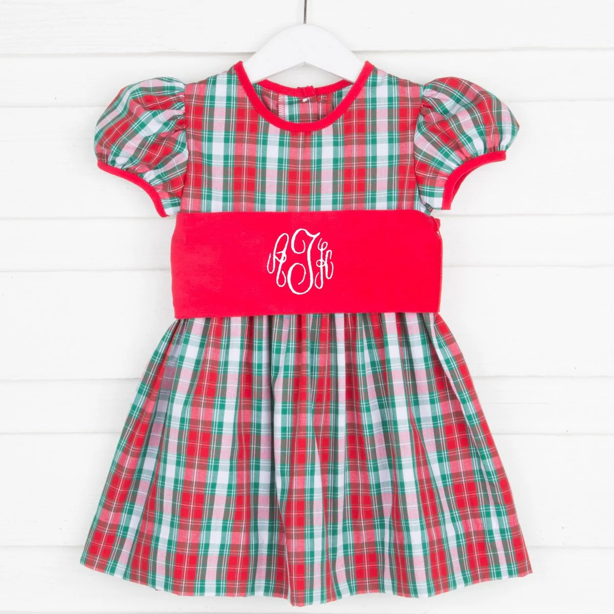 Red & Green Plaid Sash Dress - Image 3