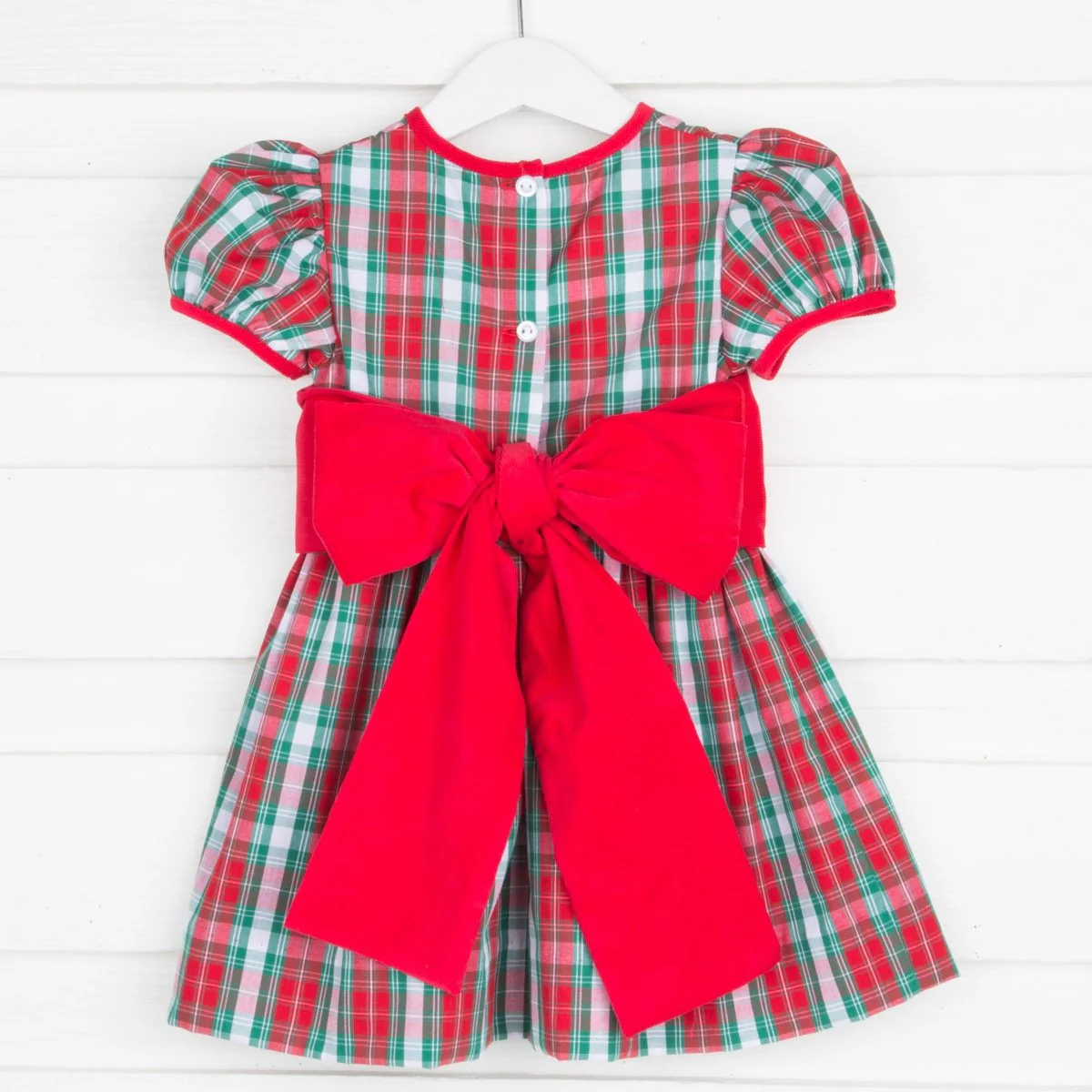 Red & Green Plaid Sash Dress - Image 4