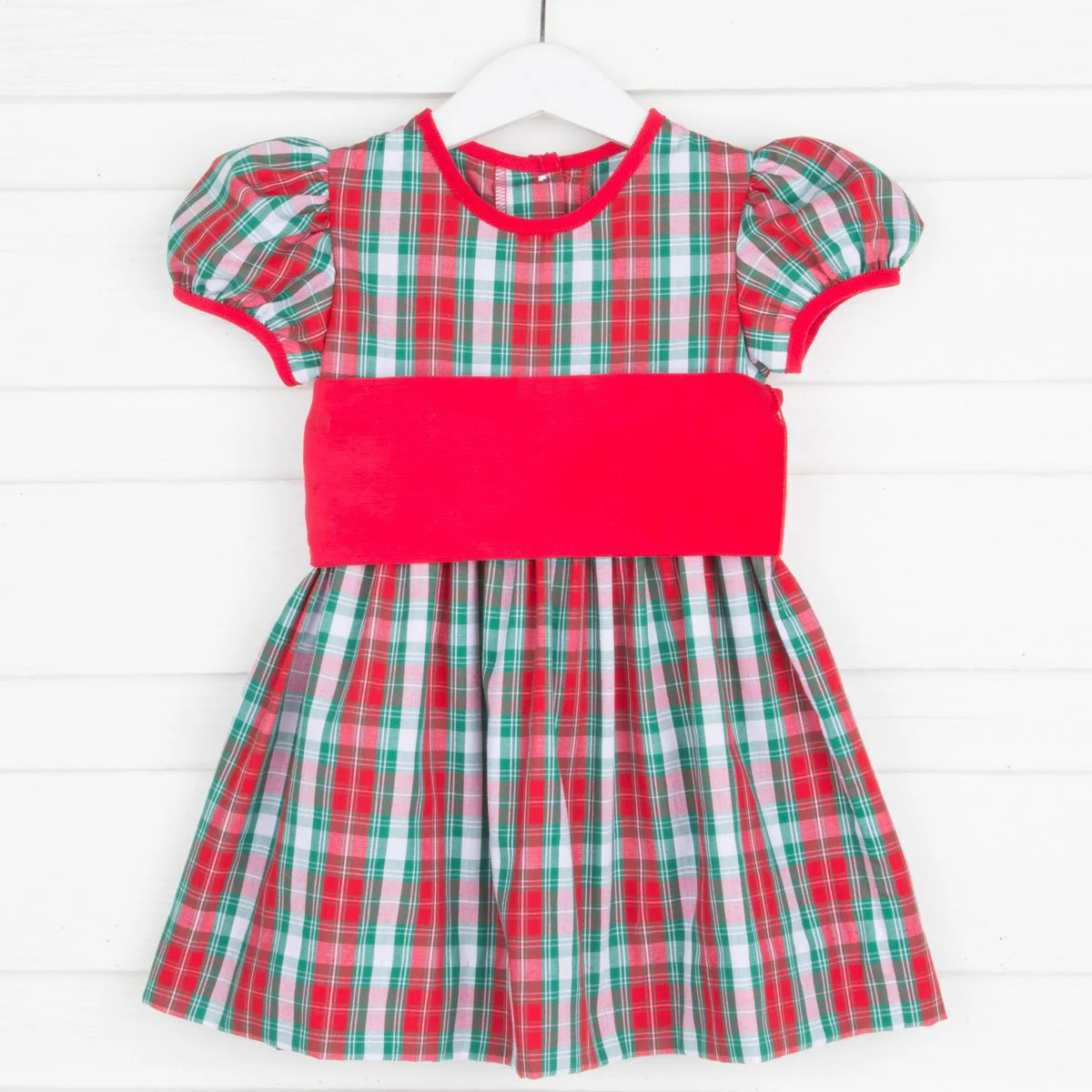 Red & Green Plaid Sash Dress - Image 7