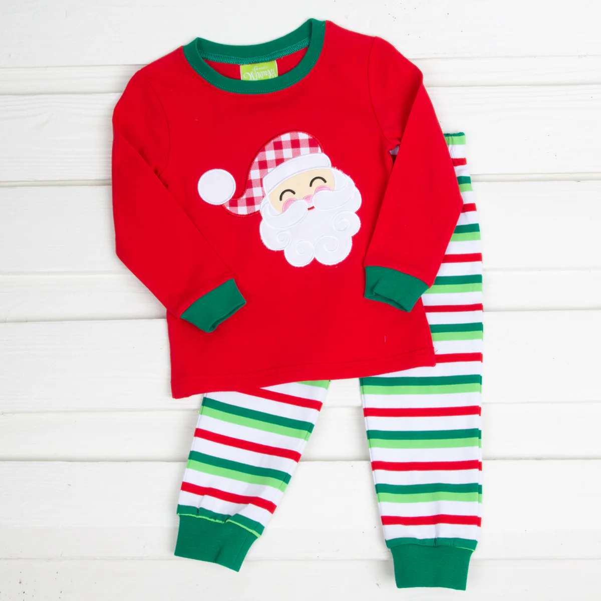 Happy Santa Red Cheerful Stripe Pajamas - Image 2