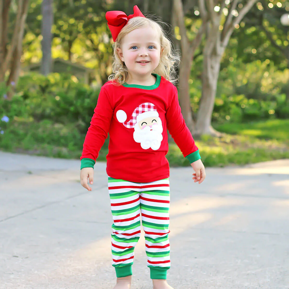 Happy Santa Red Cheerful Stripe Pajamas - Image 5