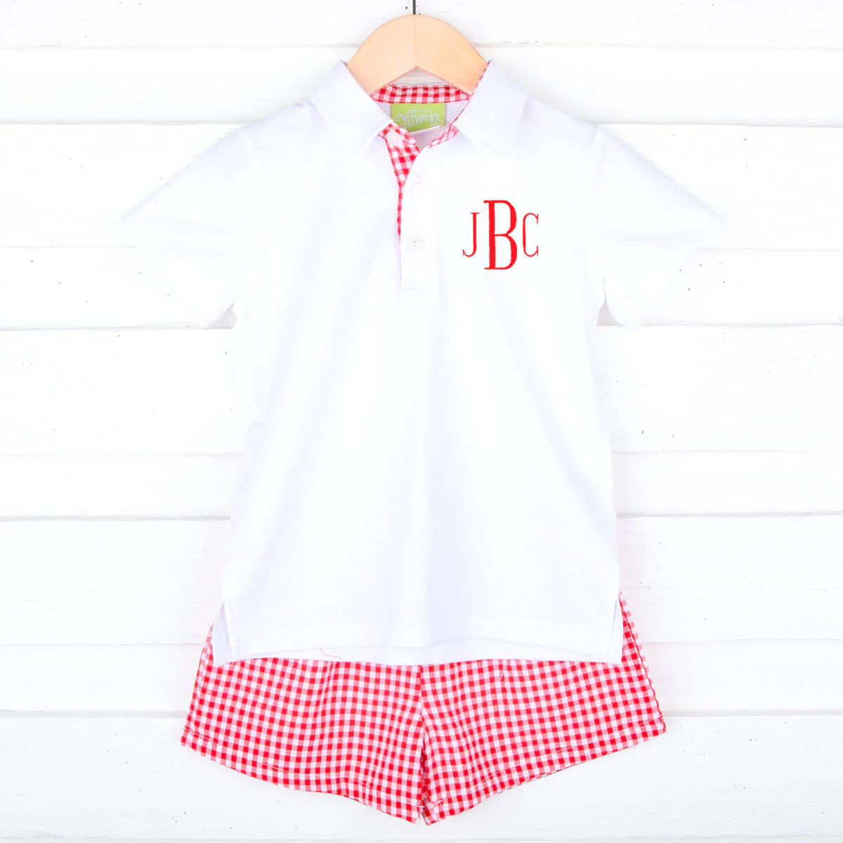 Red Gingham Polo Boy Short Set - Image 2