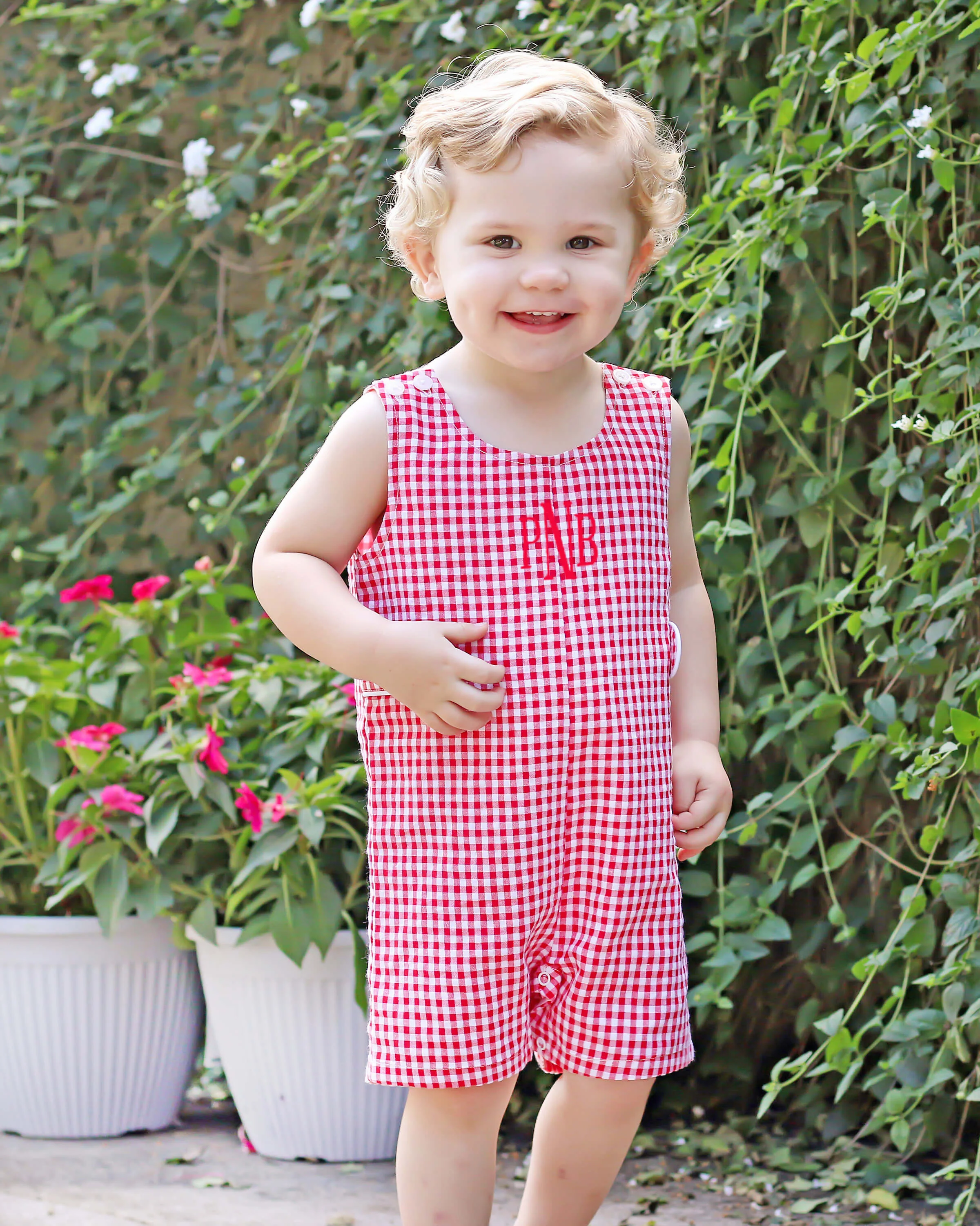 Red Gingham Jon Jon with Tabs - Image 5