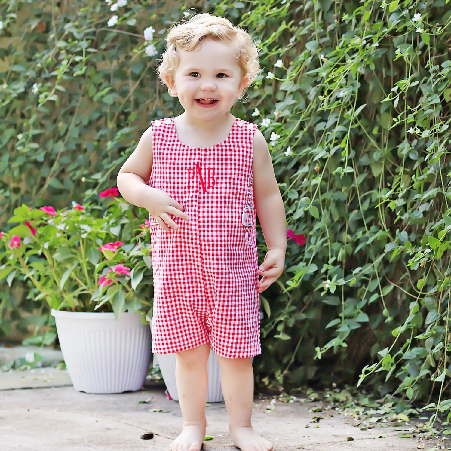 Red Gingham Jon Jon with Tabs - Image 7