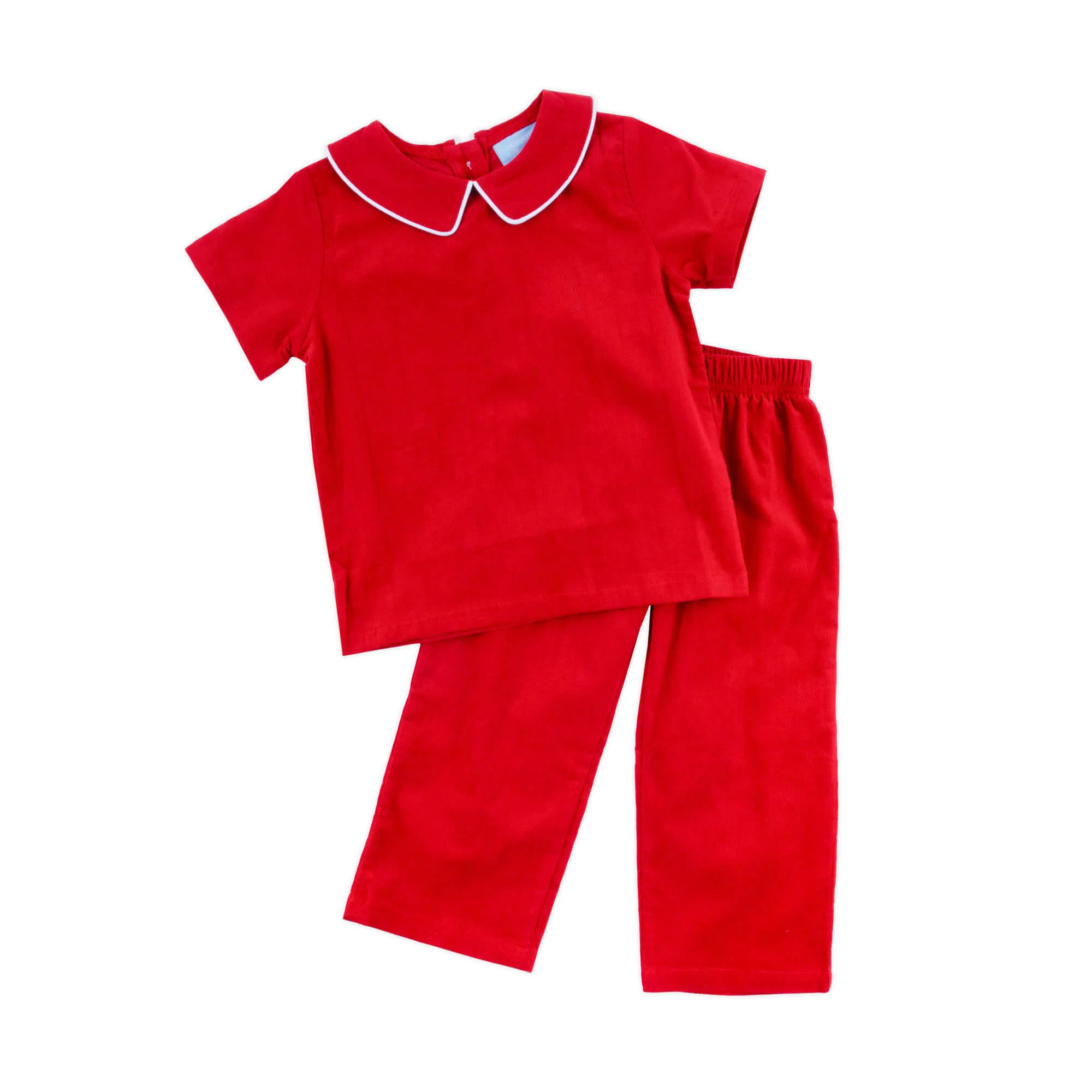 Red Corduroy Collared Pant Set - Image 6