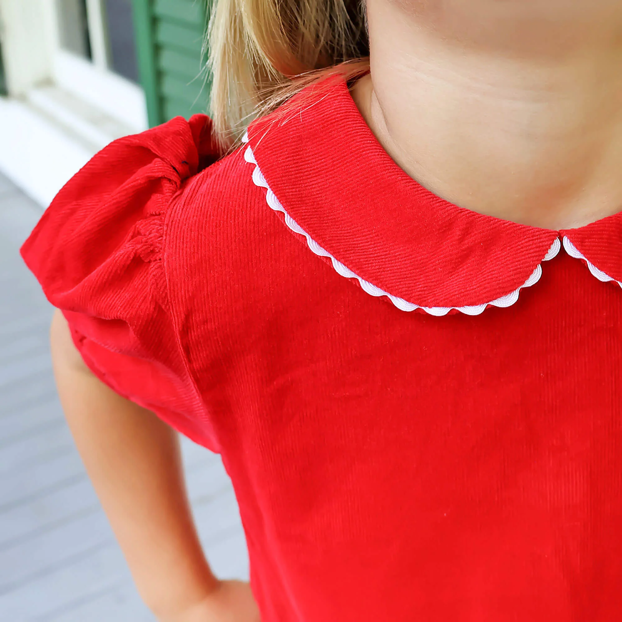 Red Corduroy Collared Sally Dress - Image 5