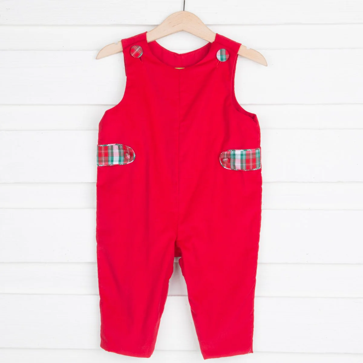 Red Corduroy Longall with Plaid Tabs - Image 2