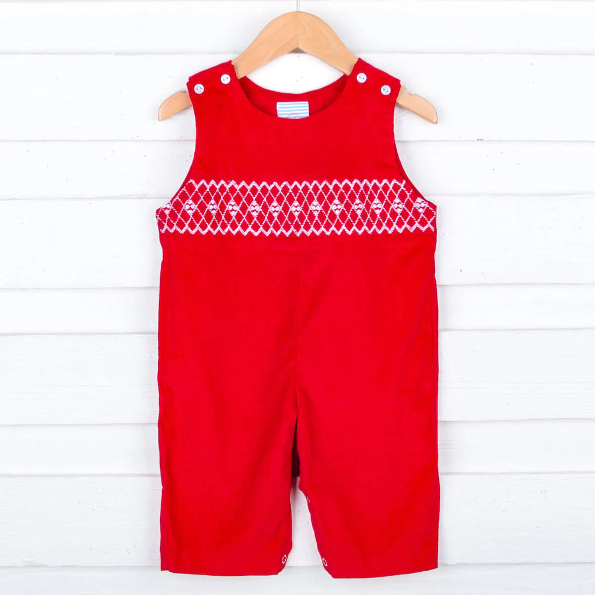 Red Corduroy Smocked Geo Longall - Image 3