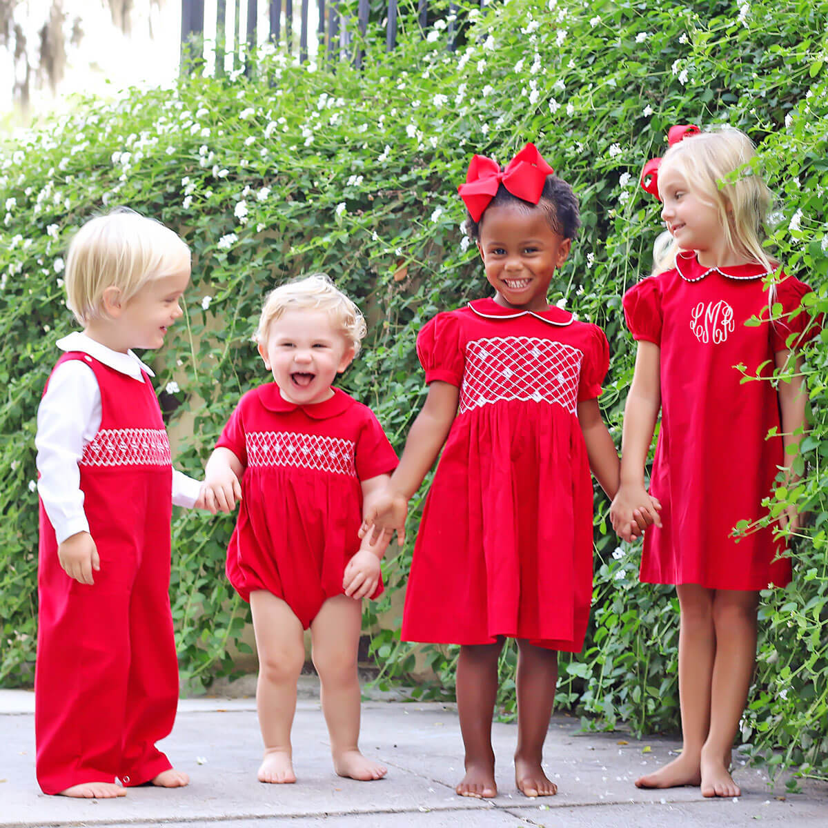 Red Corduroy Smocked Geo Longall - Image 4