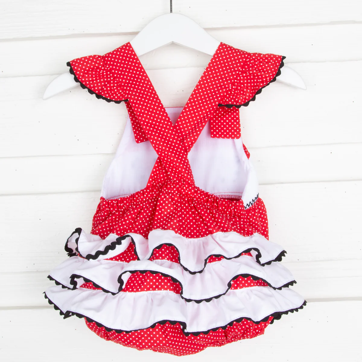Mouse Ears Smocked Red Leah Bubble - Image 2