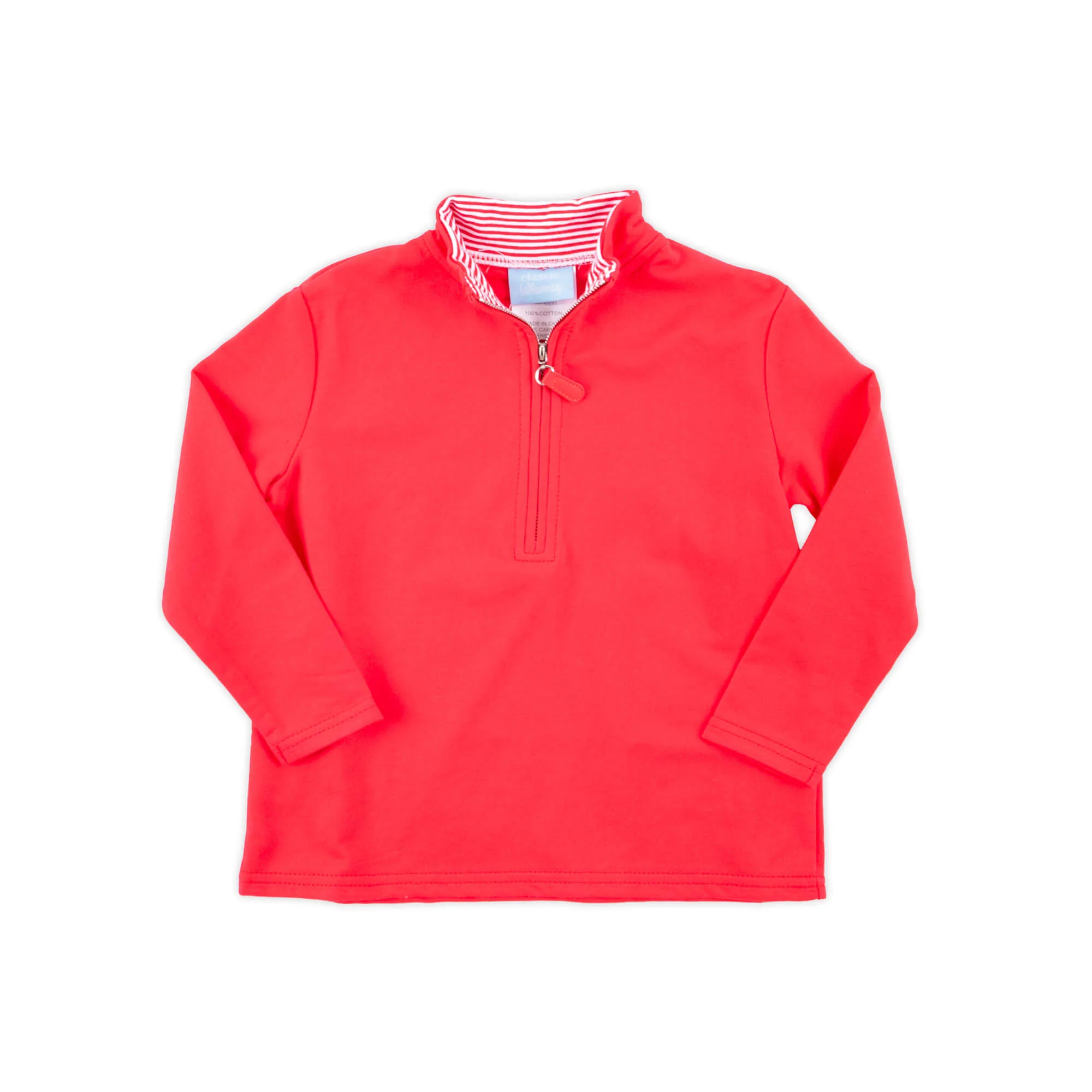 Red French Terry Half Zip Pullover - Image 2