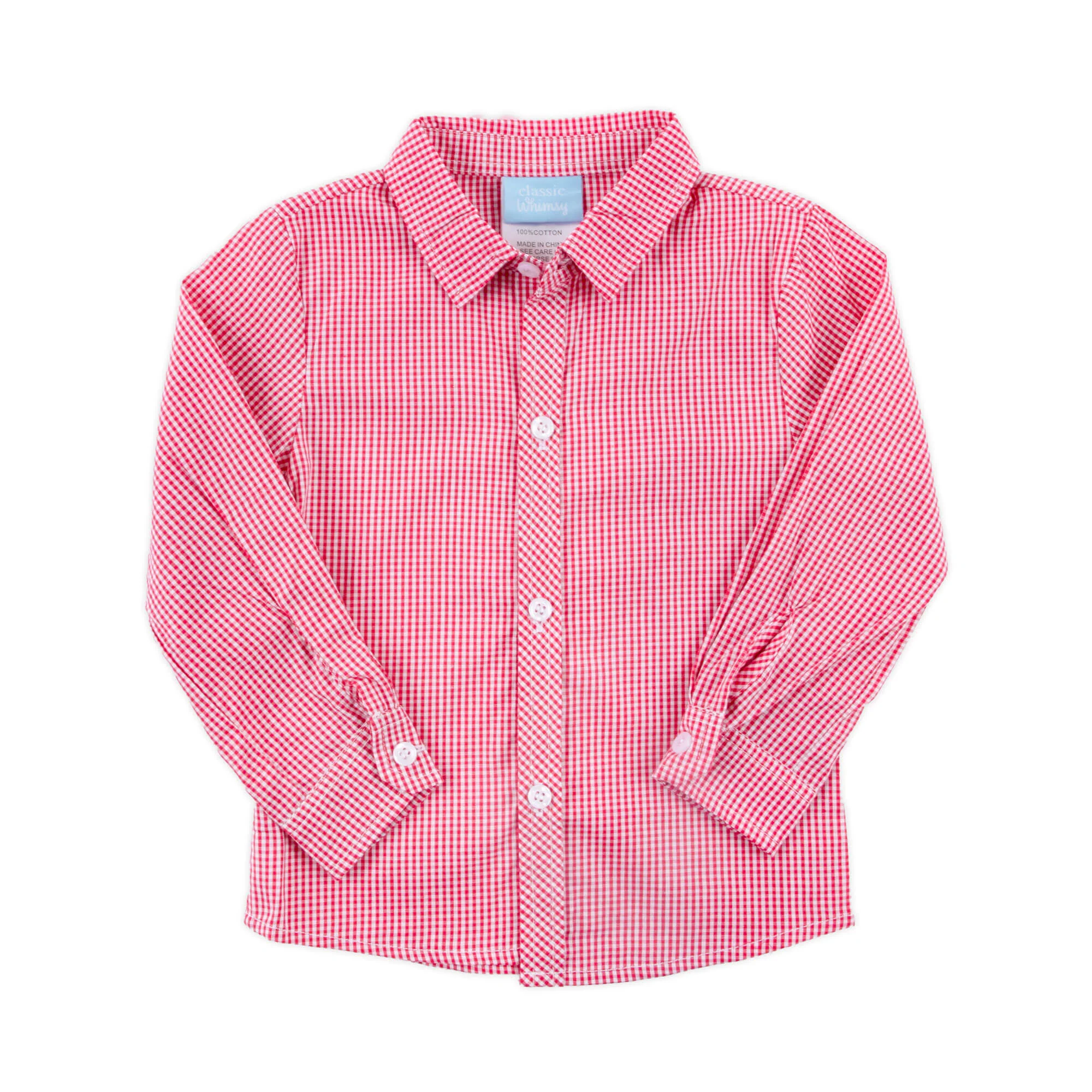 Gingham Button Down Shirt Red - Image 2