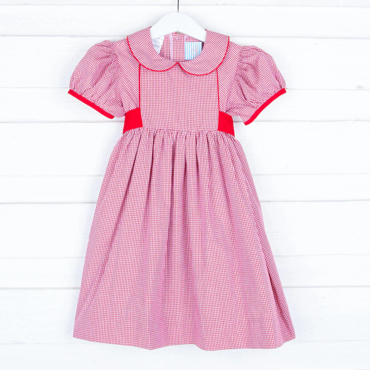 Red Gingham Collared Sash Dress - Image 2