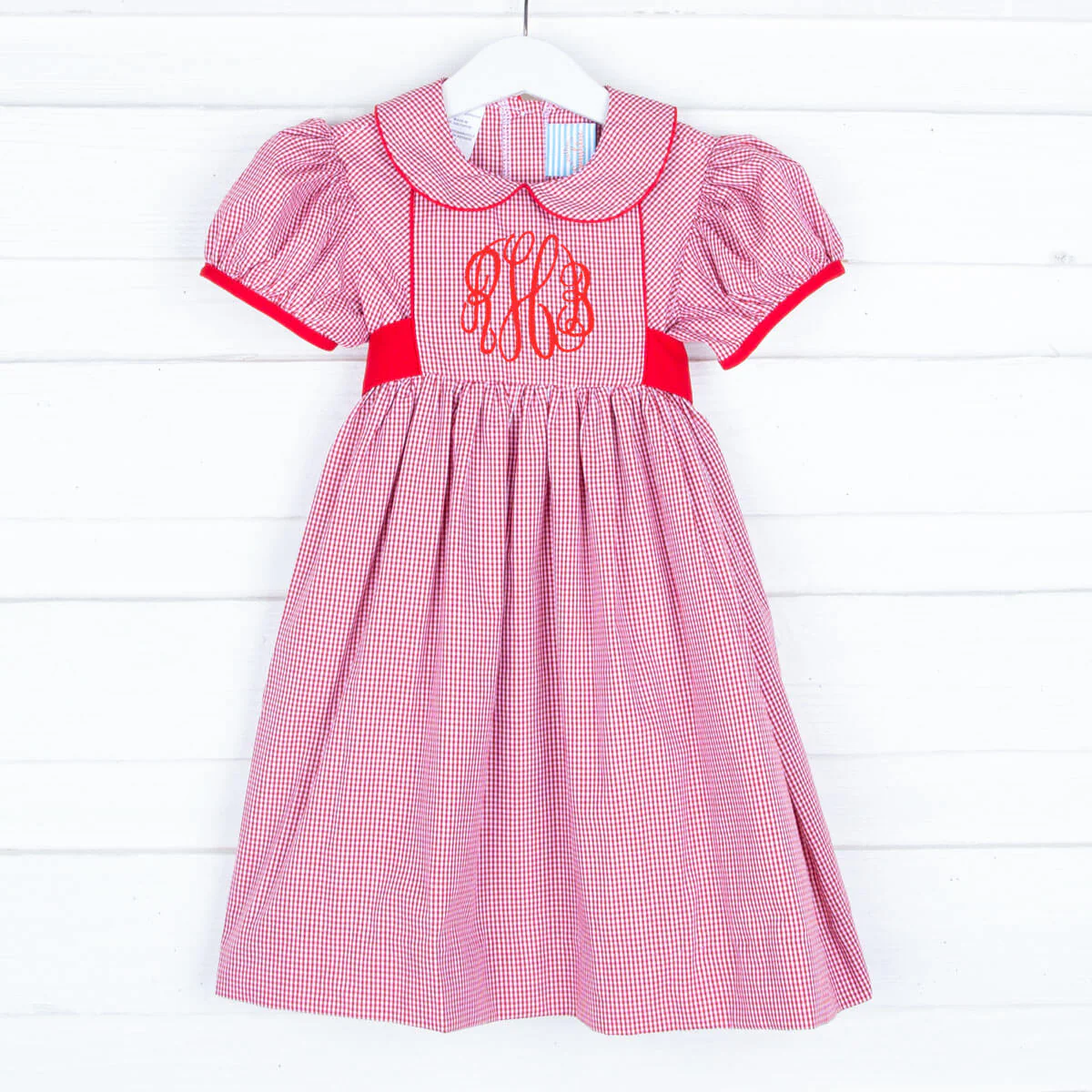 Red Gingham Collared Sash Dress - Image 3