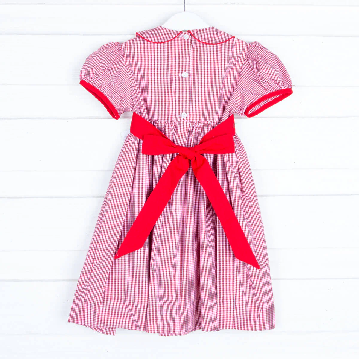 Red Gingham Collared Sash Dress - Image 4