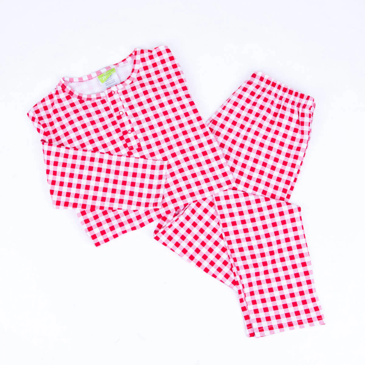 Red Gingham Knit Women's Pajamas - Image 2