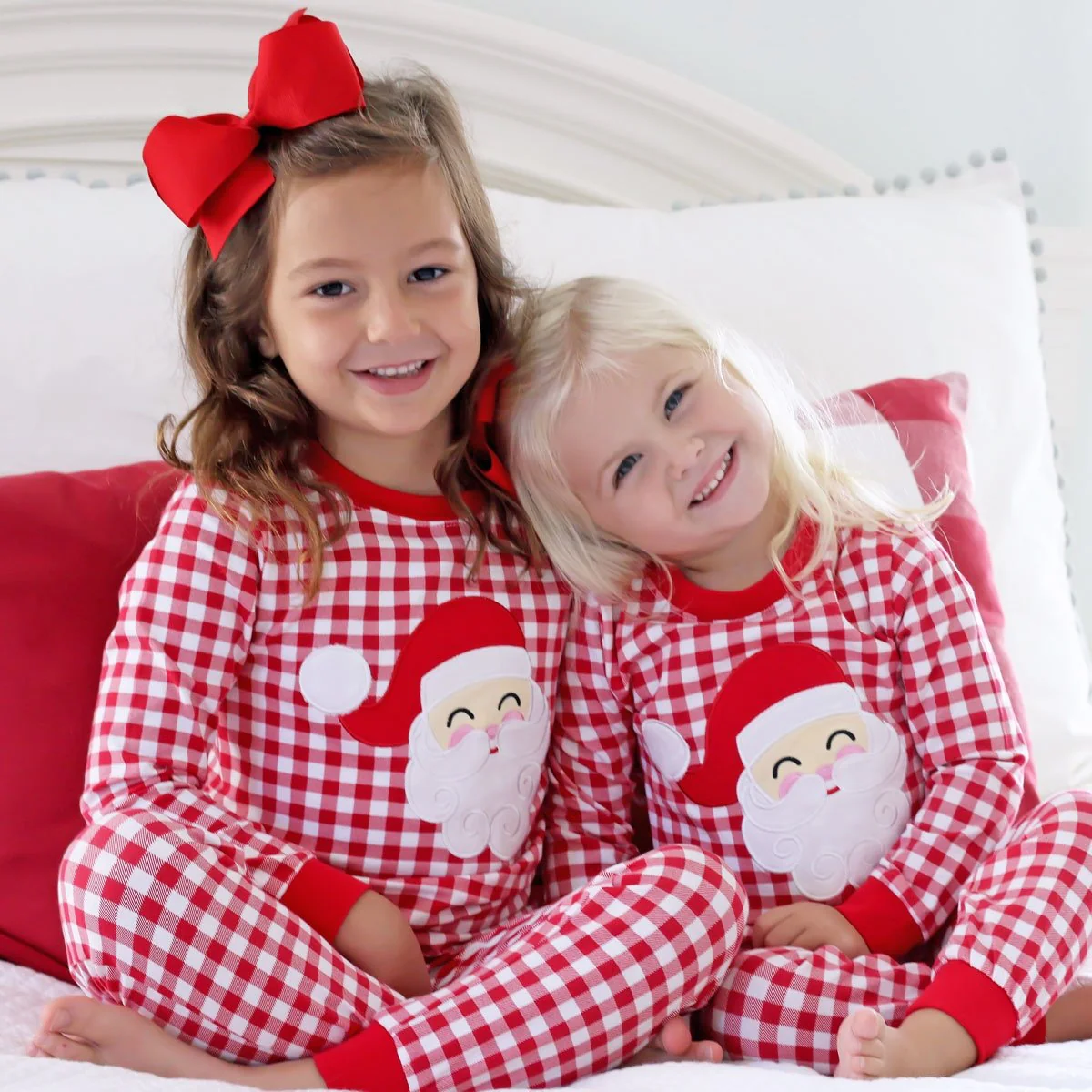 Happy Santa Red Gingham Pajamas - Image 13