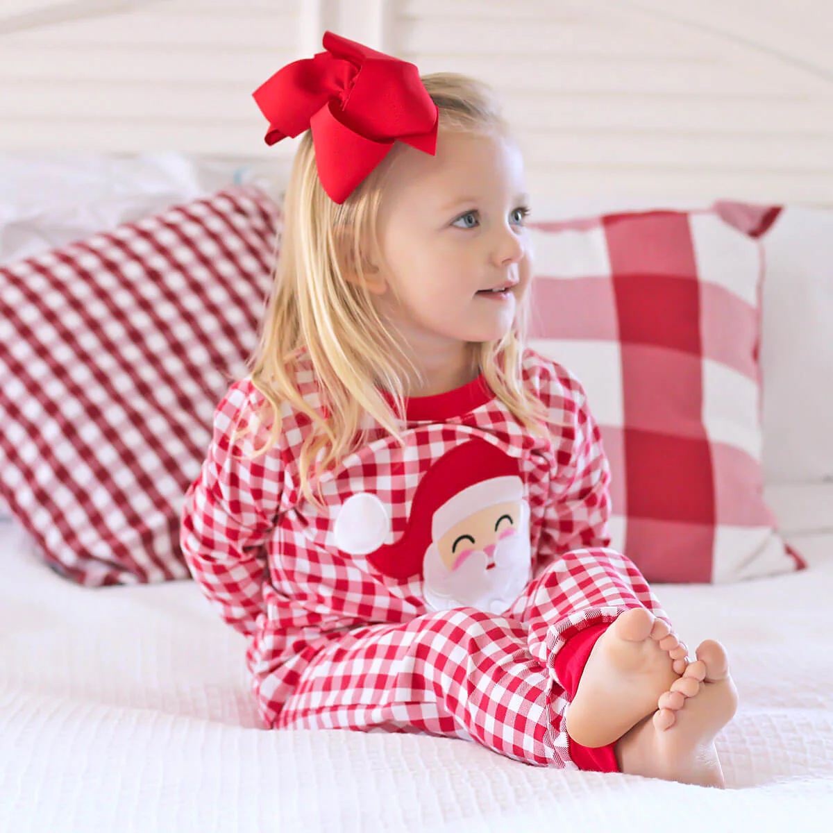 Happy Santa Red Gingham Pajamas - Image 16