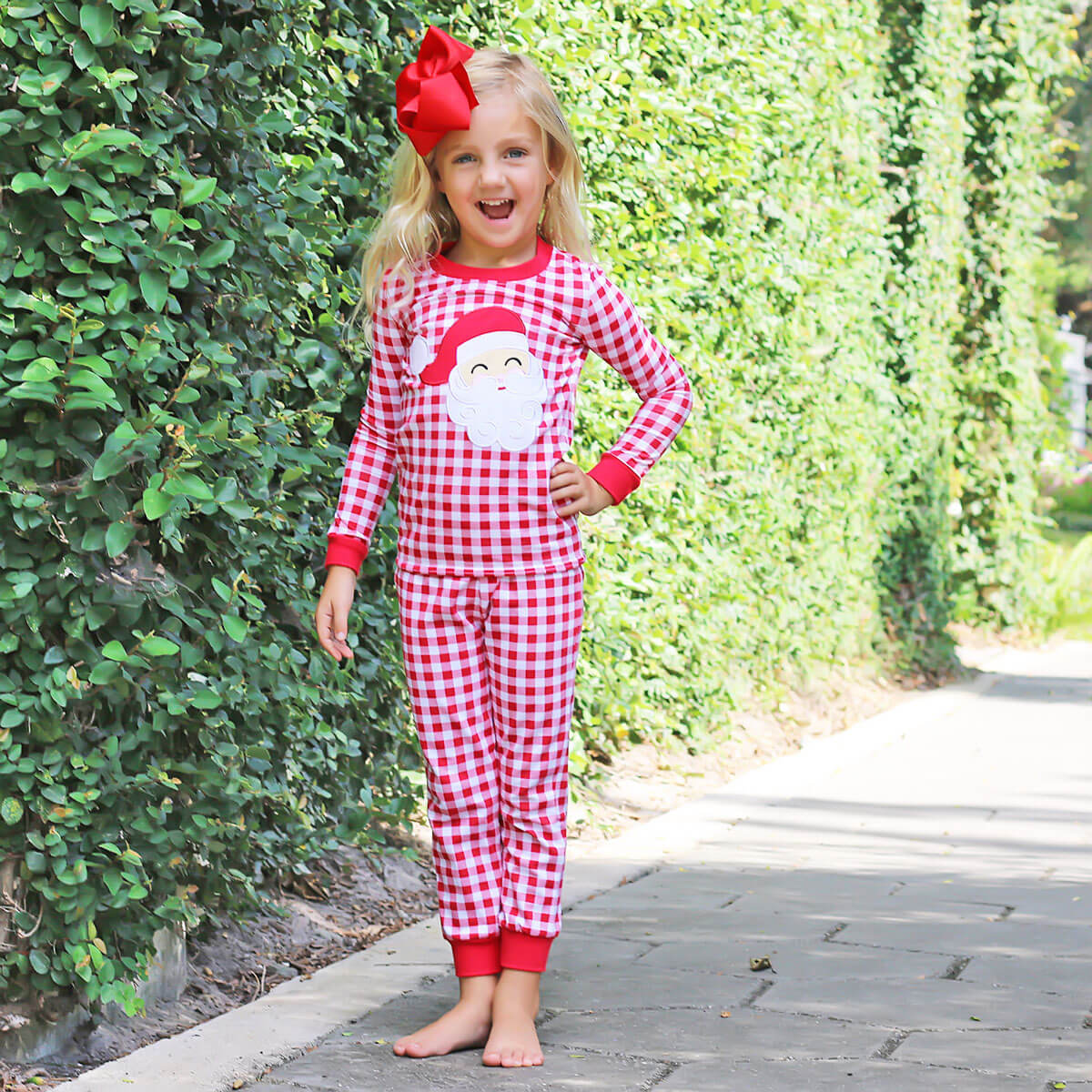 Happy Santa Red Gingham Pajamas - Image 18