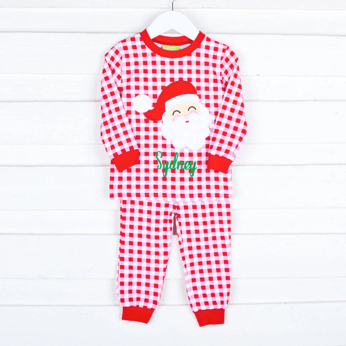 Happy Santa Red Gingham Pajamas - Image 2