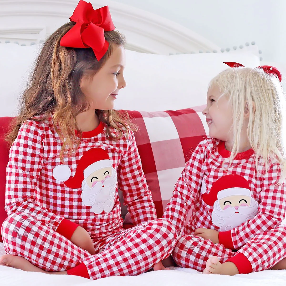 Happy Santa Red Gingham Pajamas - Image 5