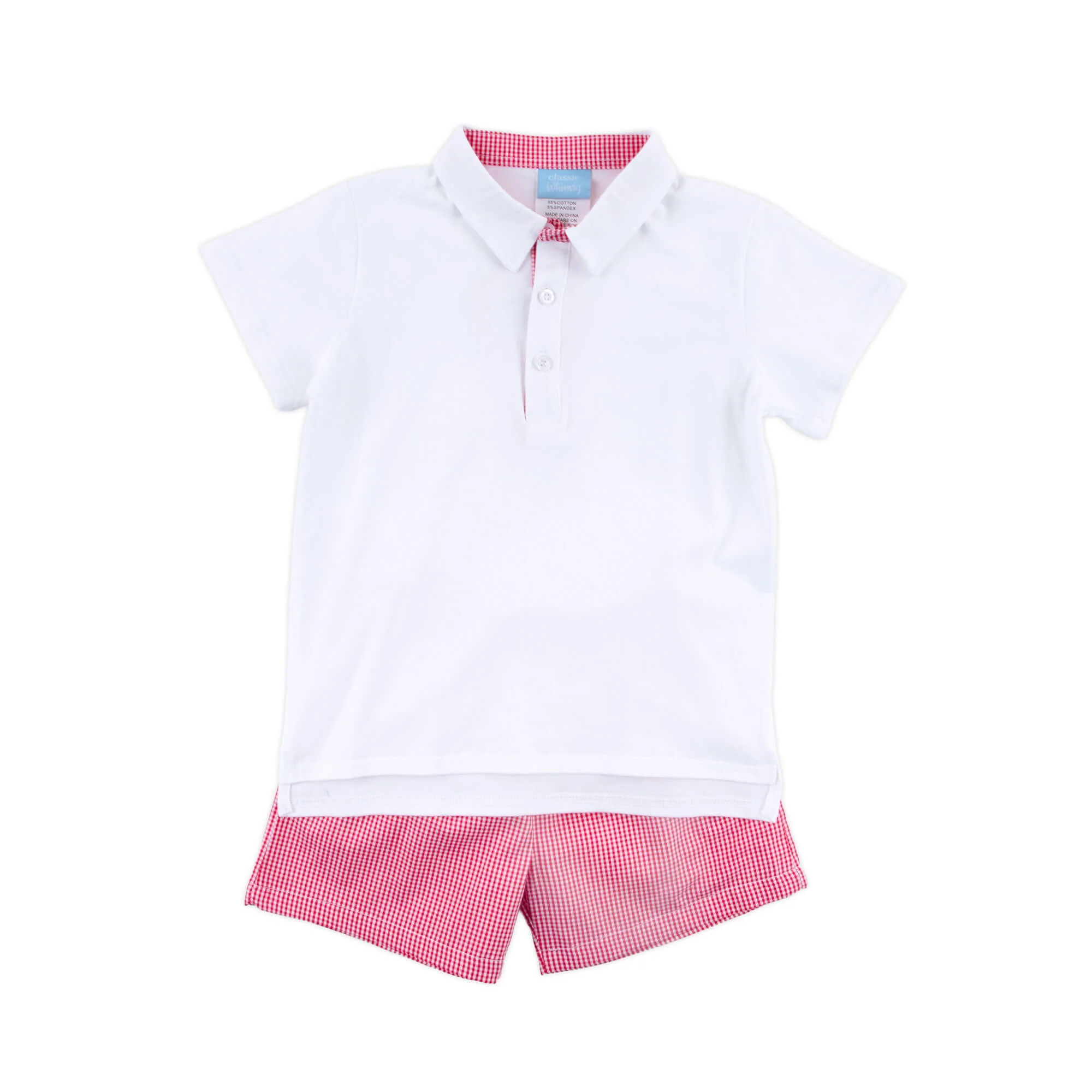Red Gingham Polo Short Set - Image 3