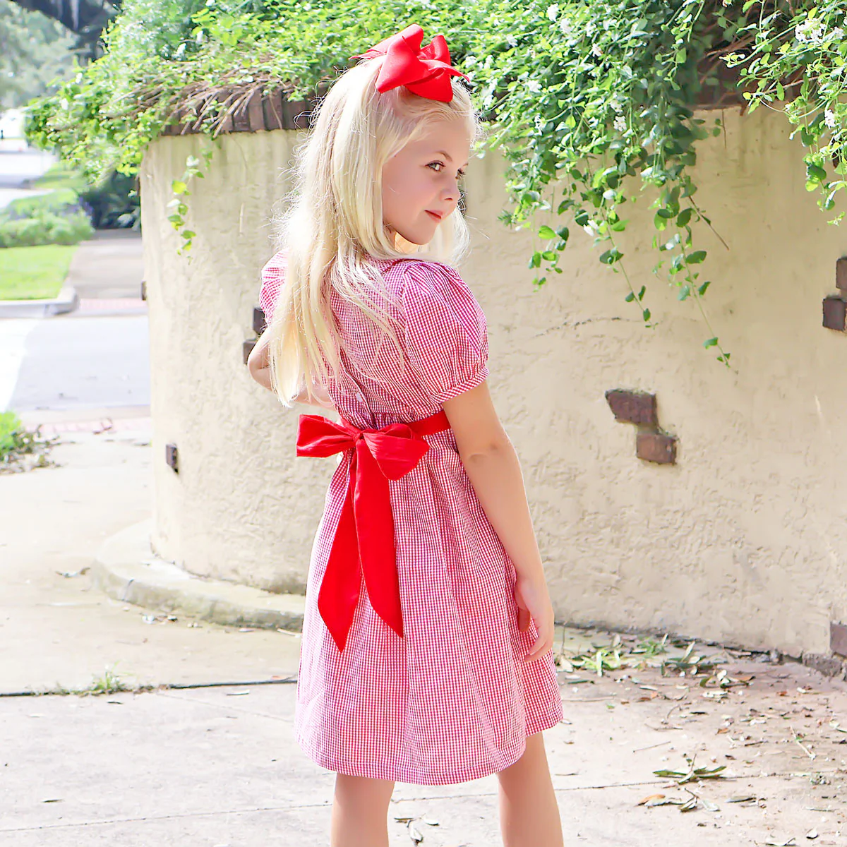 Red Gingham Sash Dress - Image 3