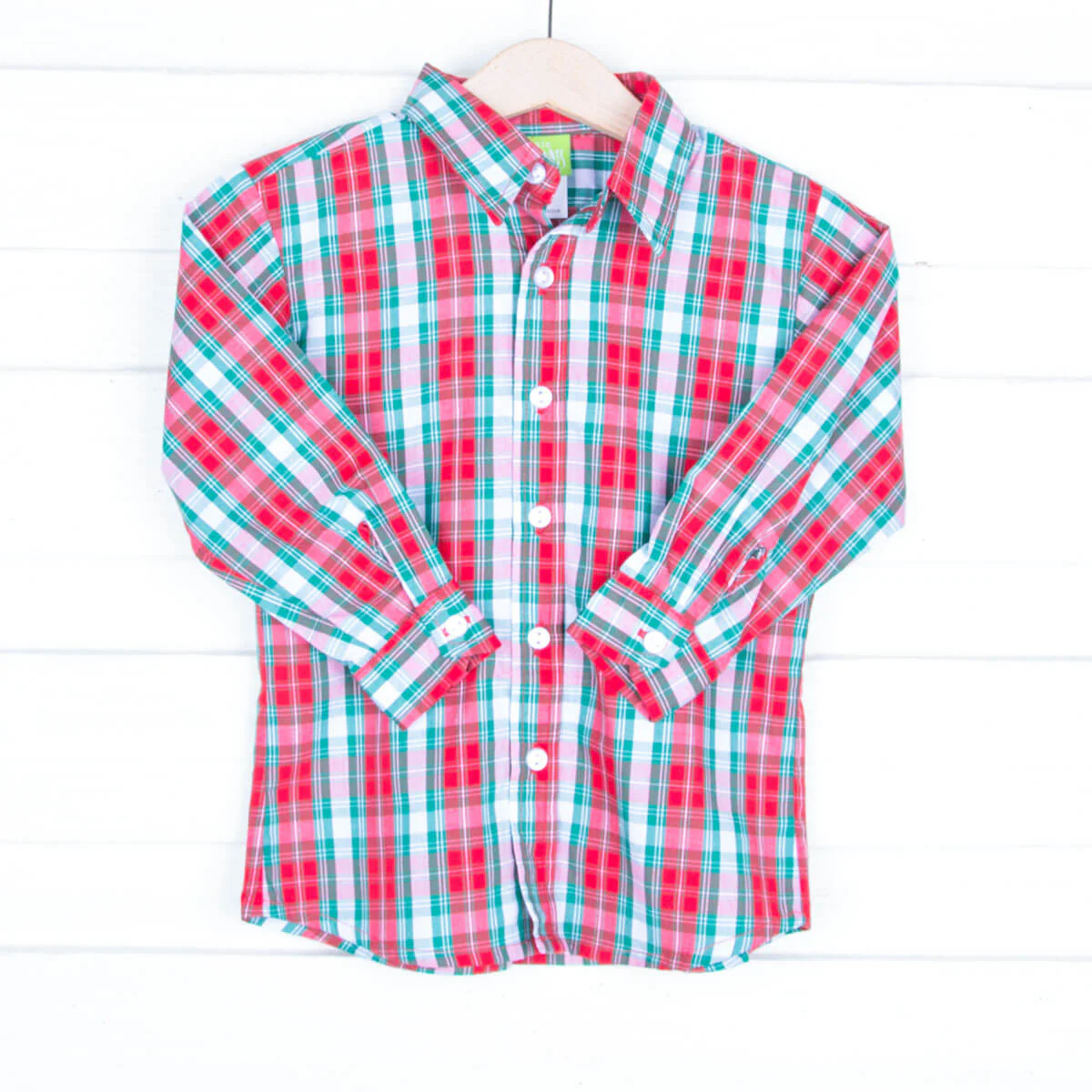 Red & Green Plaid Button Down Shirt - Image 2