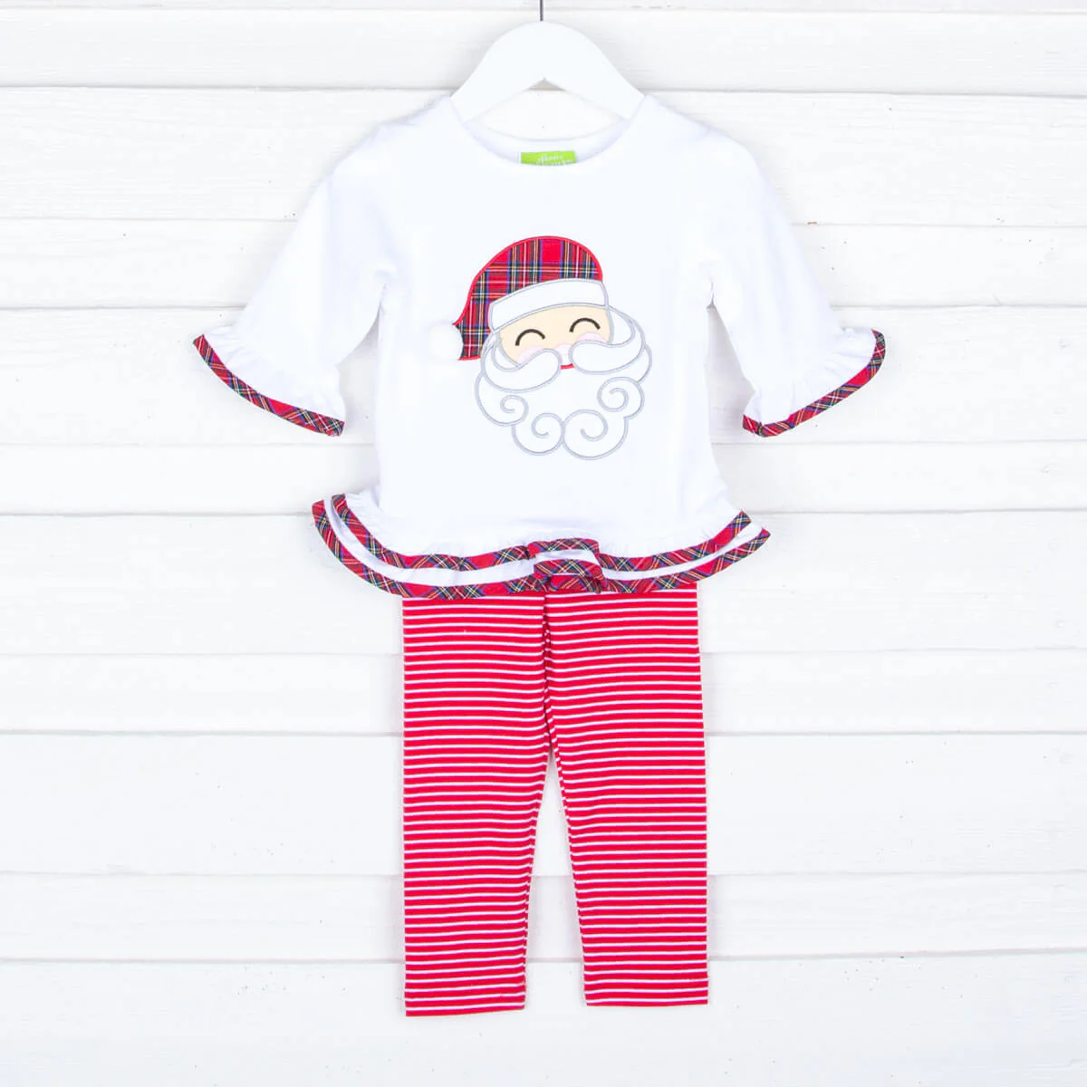 Red Plaid Happy Santa Legging Set - Image 2