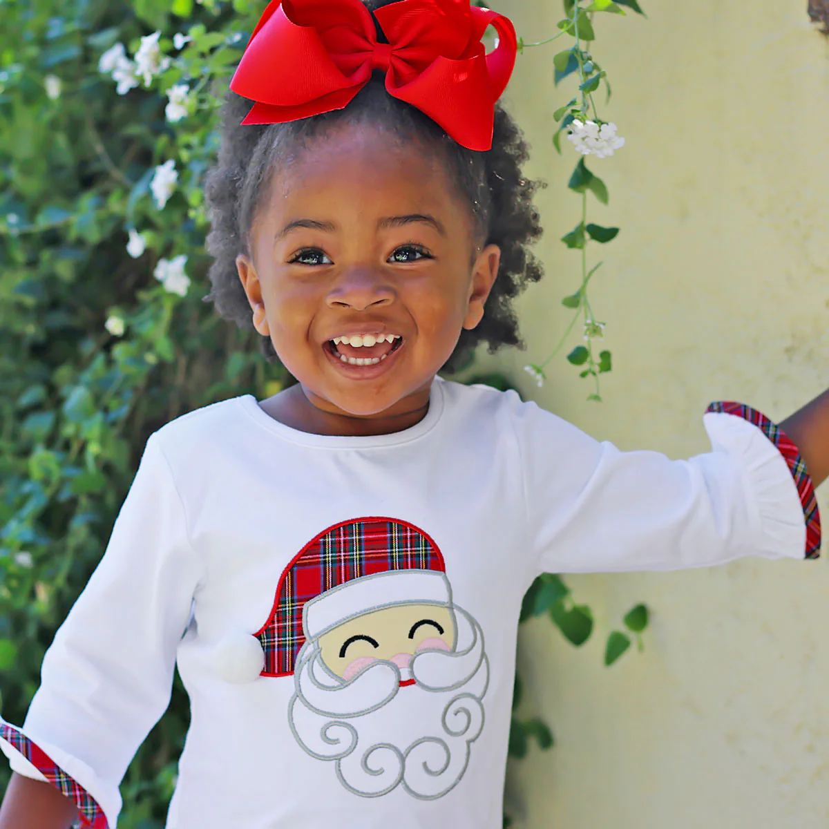 Red Plaid Happy Santa Legging Set - Image 3