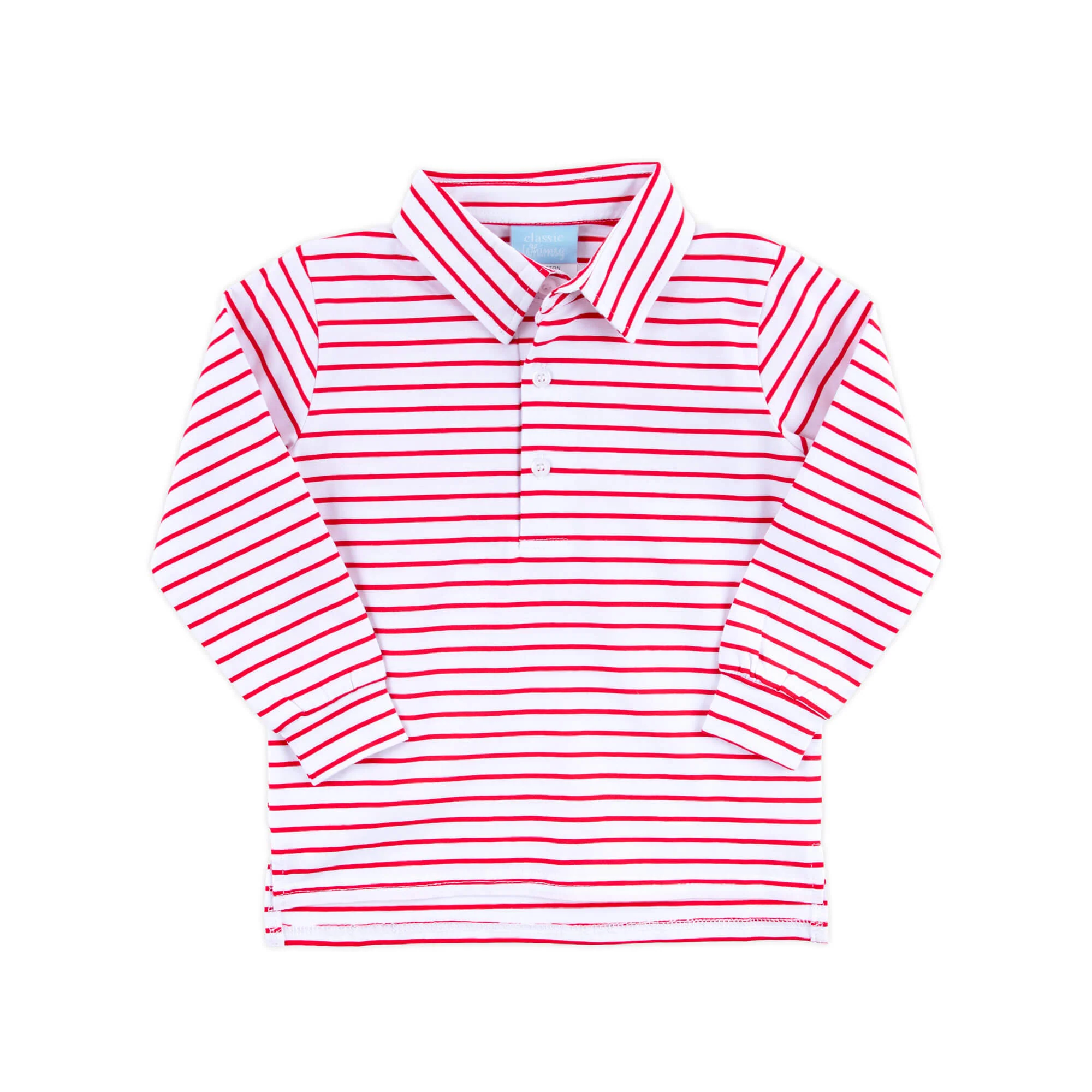 Red Stripe Long Sleeve Polo - Image 2