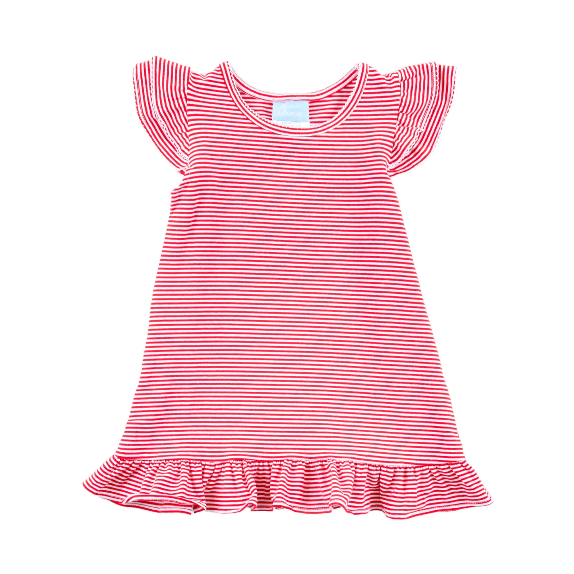 Milly Stripe Ruffle Dress Red - Image 2