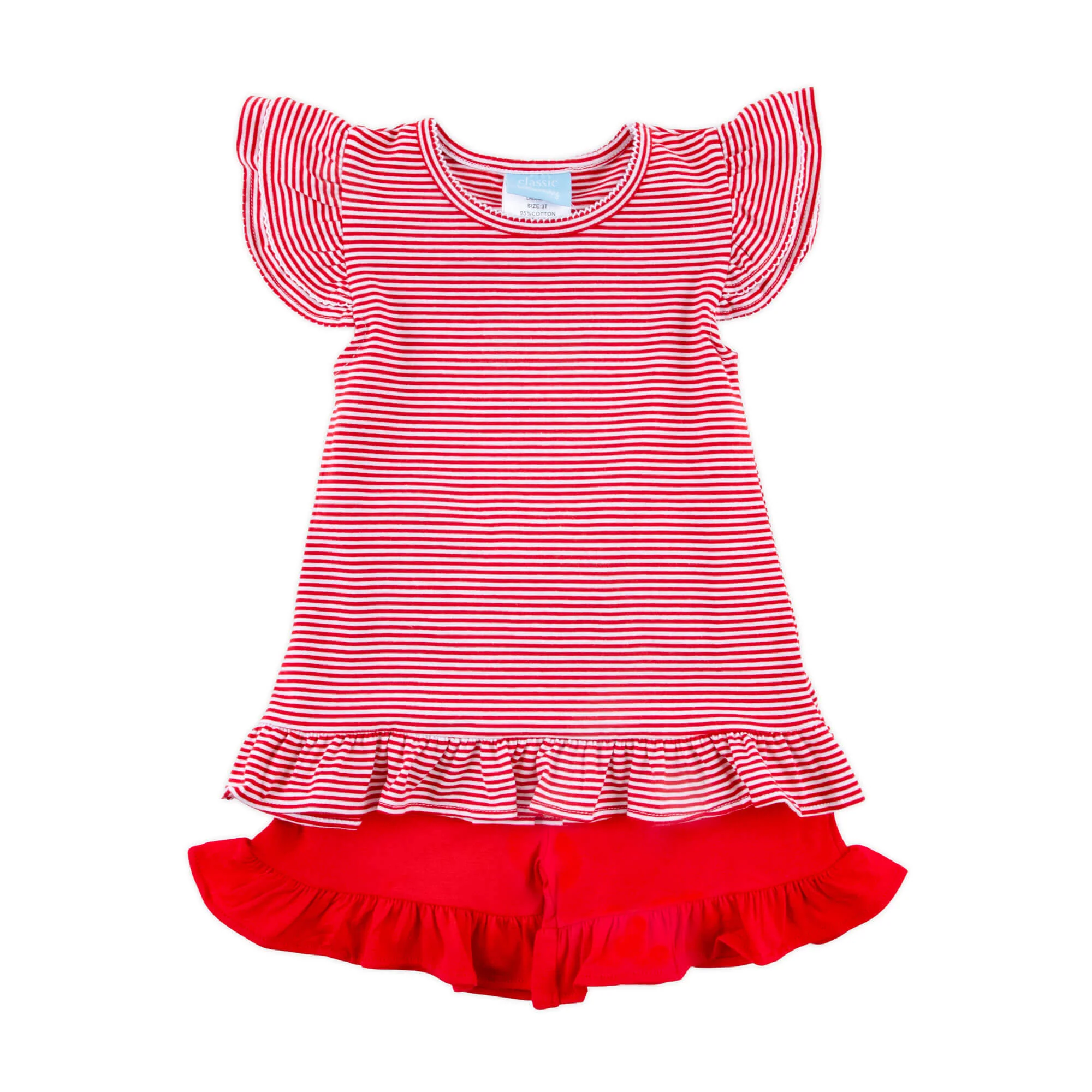 Milly Stripe Ruffle Short Set Red - Image 2