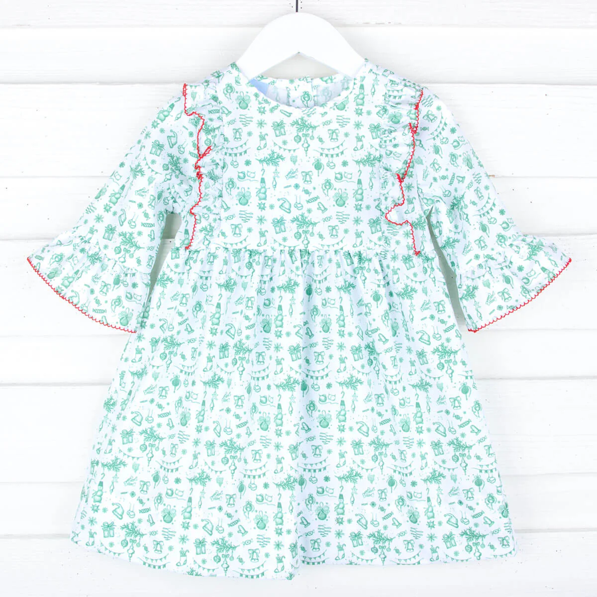Reindeer Cheer Green Toile Olivia Dress - Image 2