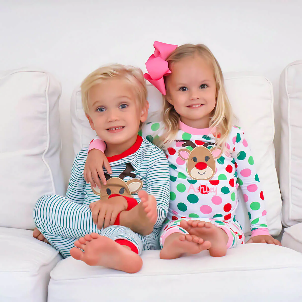 Reindeer Green Stripe Red Rib Pajamas - Image 4