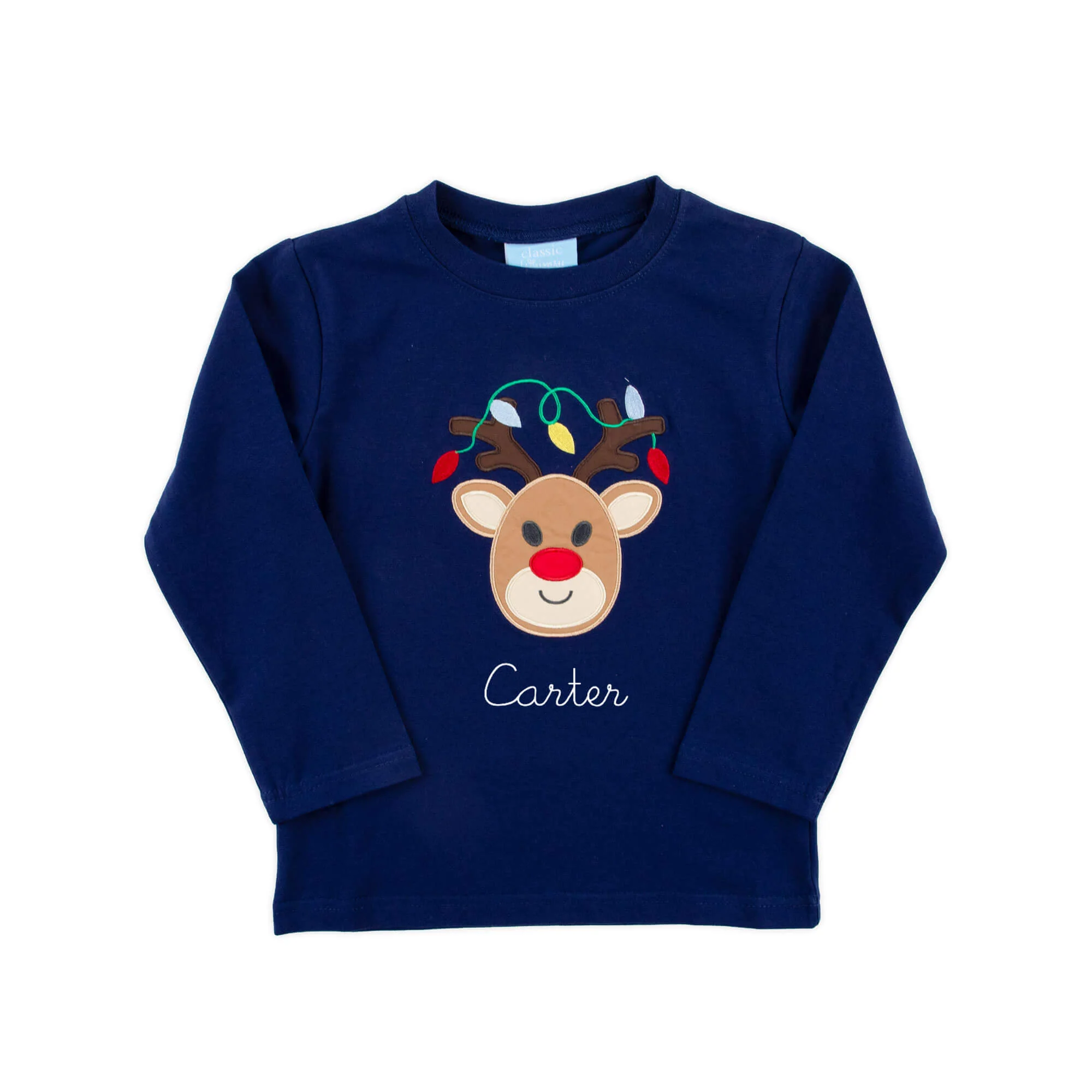 Reindeer Lights Navy Long Sleeve Shirt - Image 2