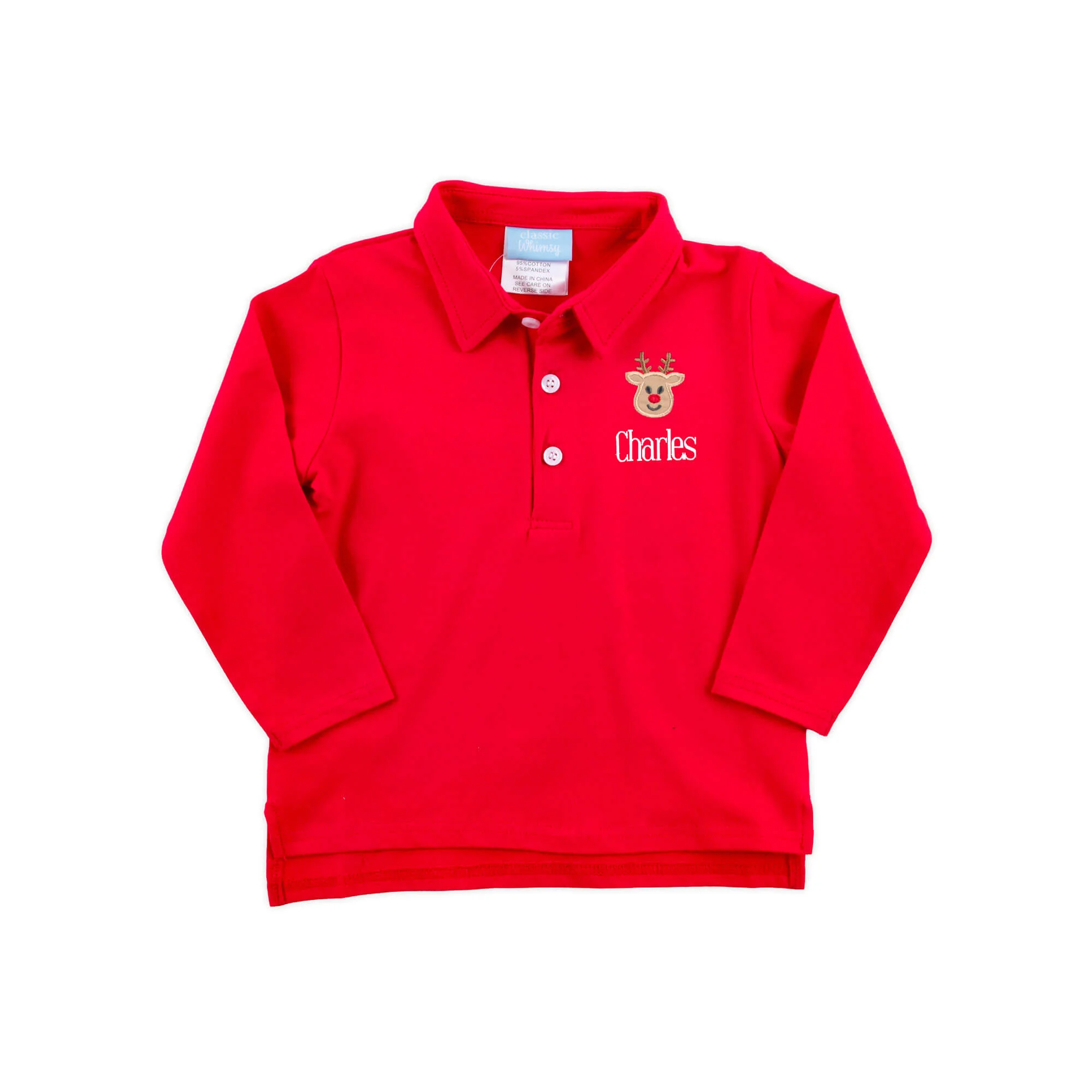 Reindeer Red Long Sleeve Polo - Image 2