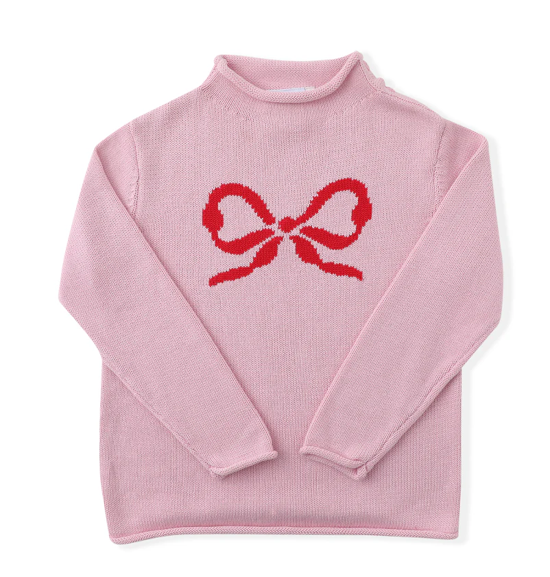 Ribbon Turtleneck Pink Knit Sweater - Image 2