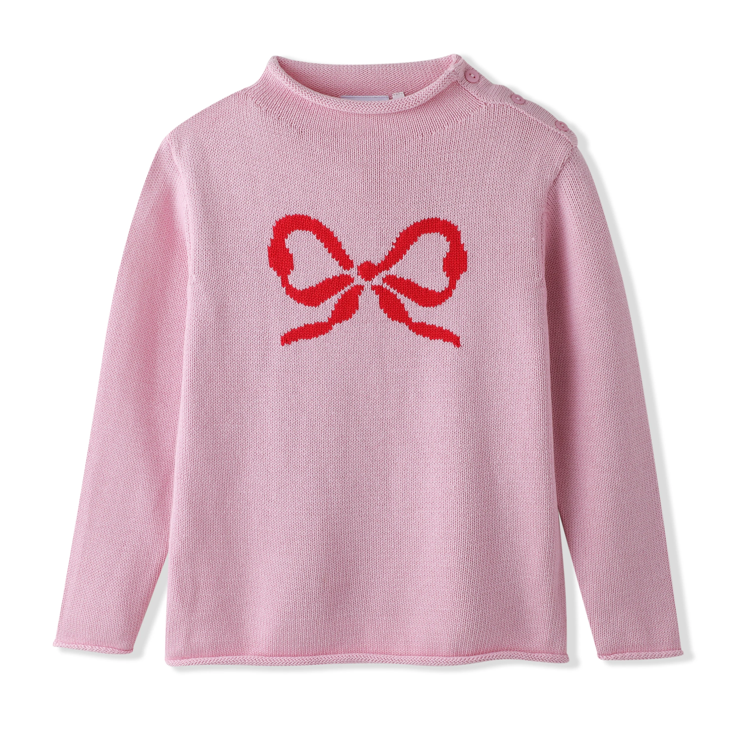 Ribbon Turtleneck Pink Knit Sweater - Image 3