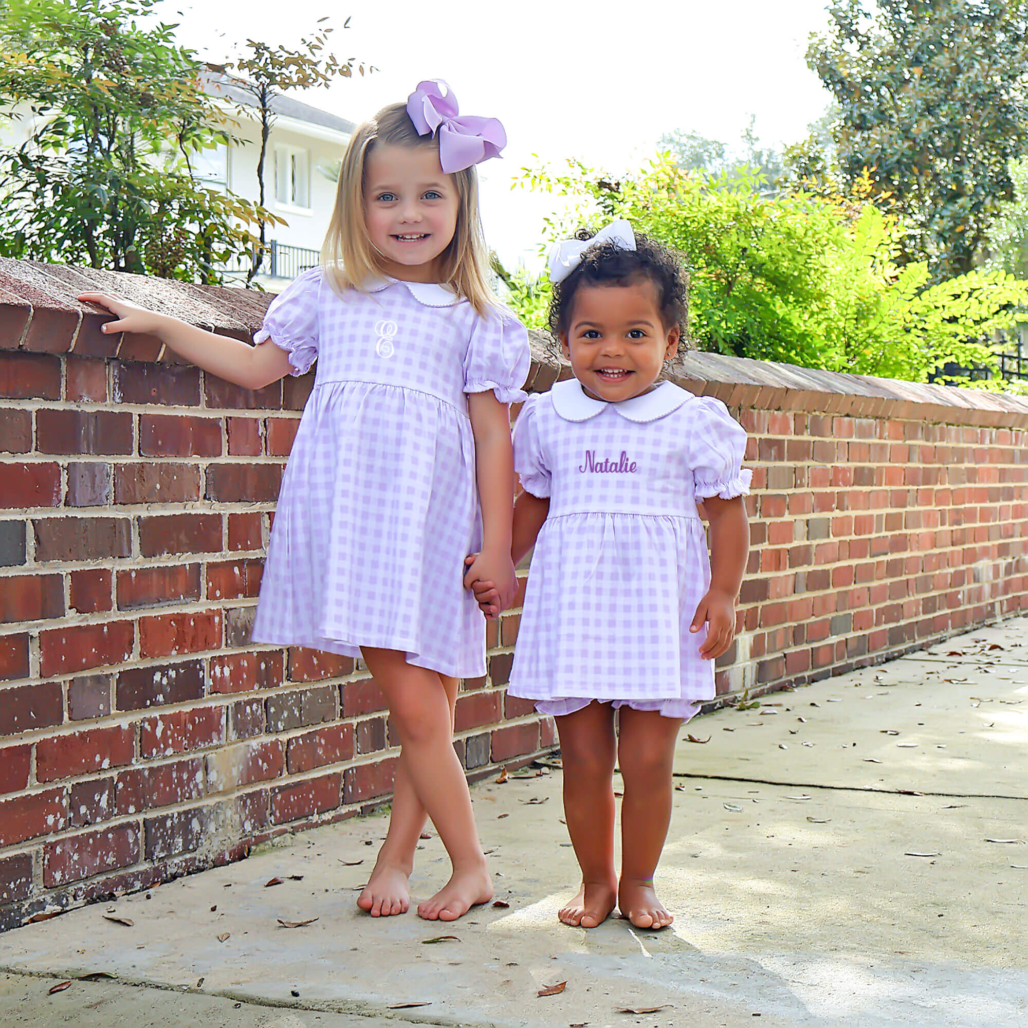 Riley Gingham Knit Bloomer Set Lavender - Image 4