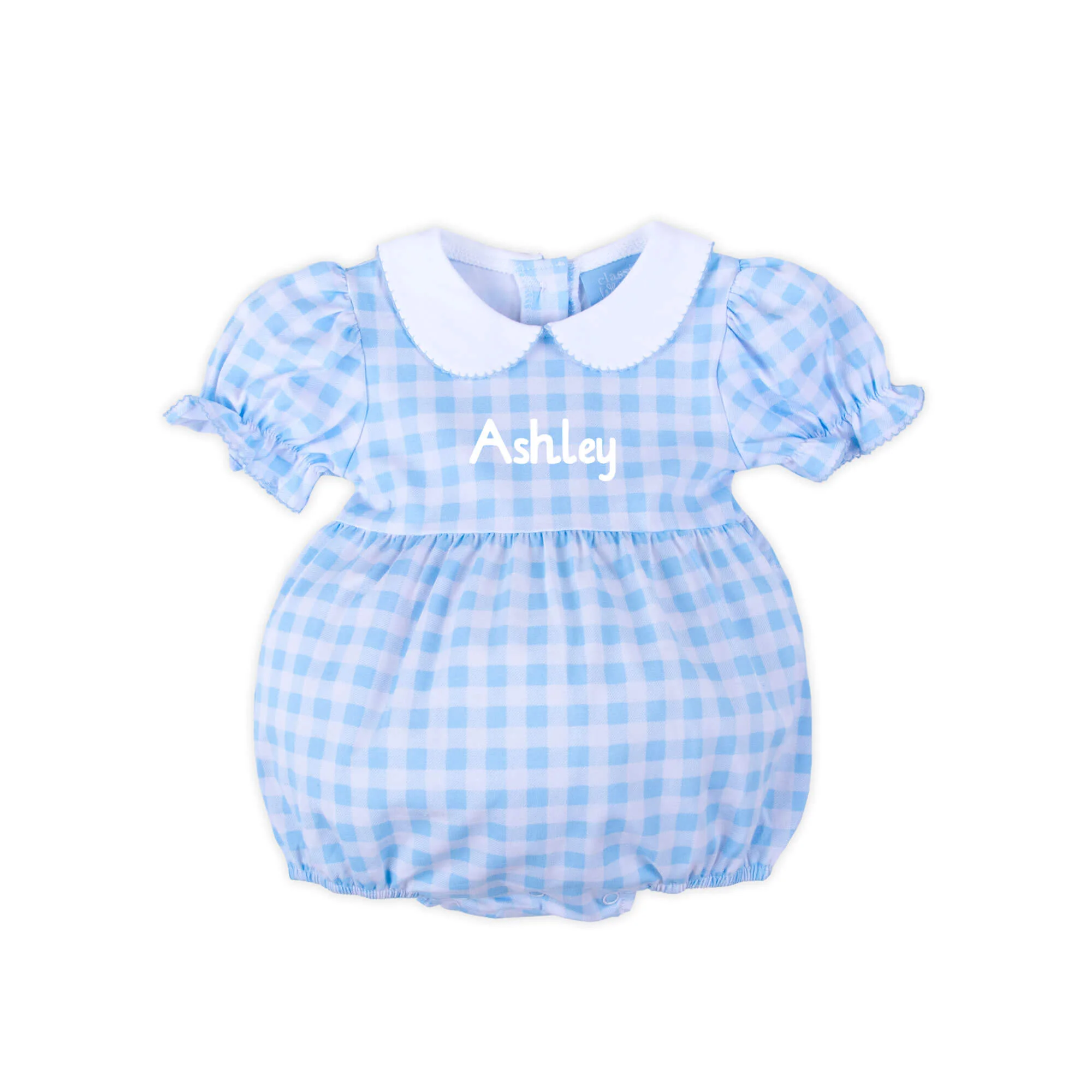 Riley Gingham Knit Bubble Blue - Image 2