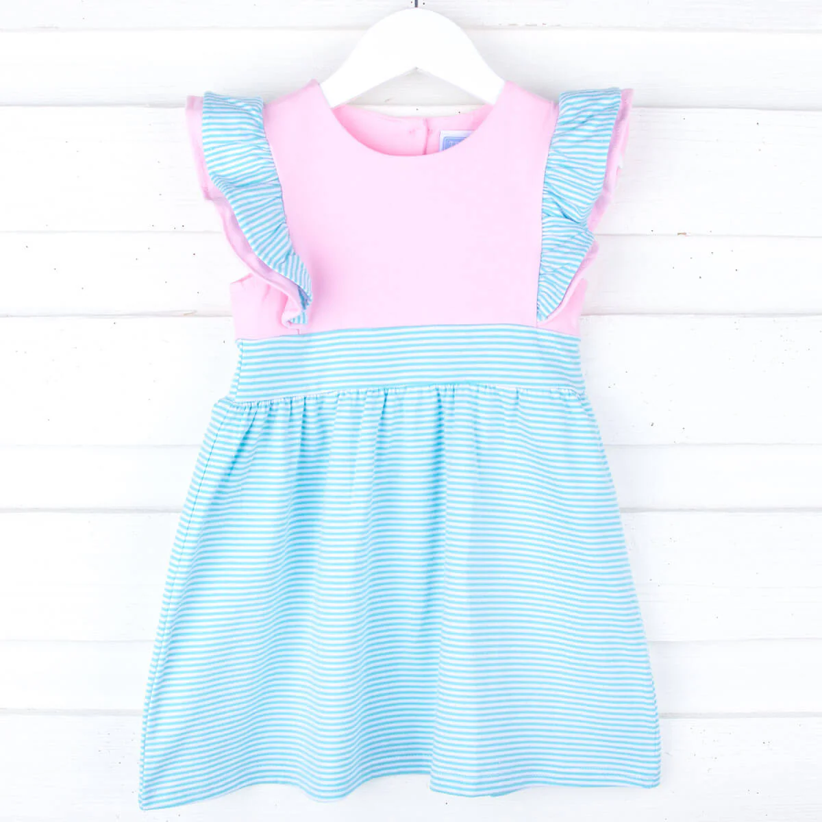 Rosie Mint Stripe & Pink Knit Dress - Image 2