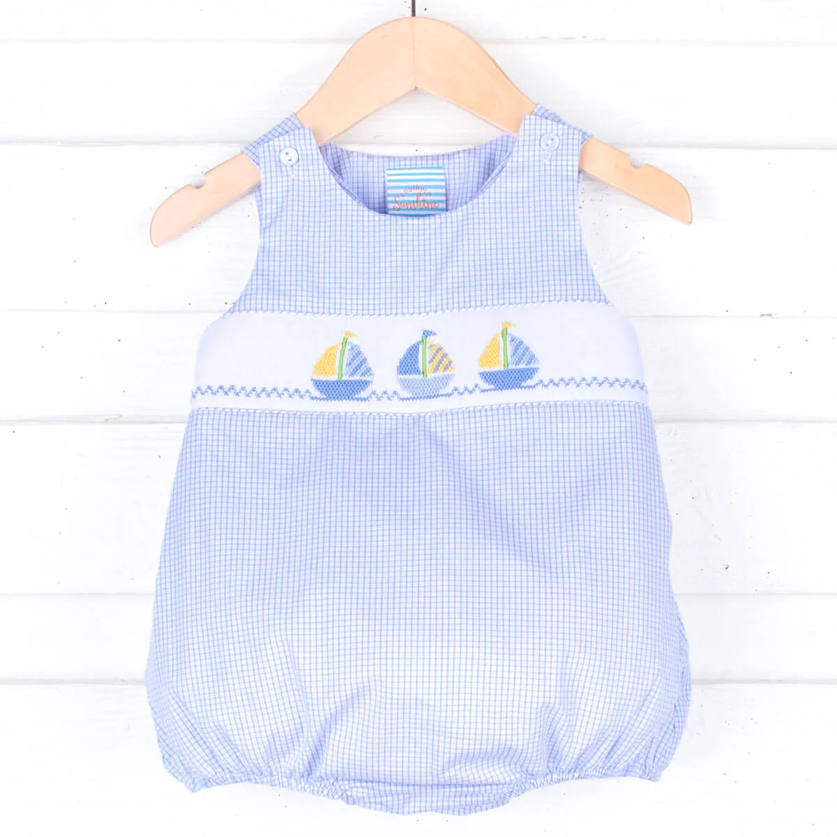 Light Blue Sailboat Smocked Sun Bubble - Image 3