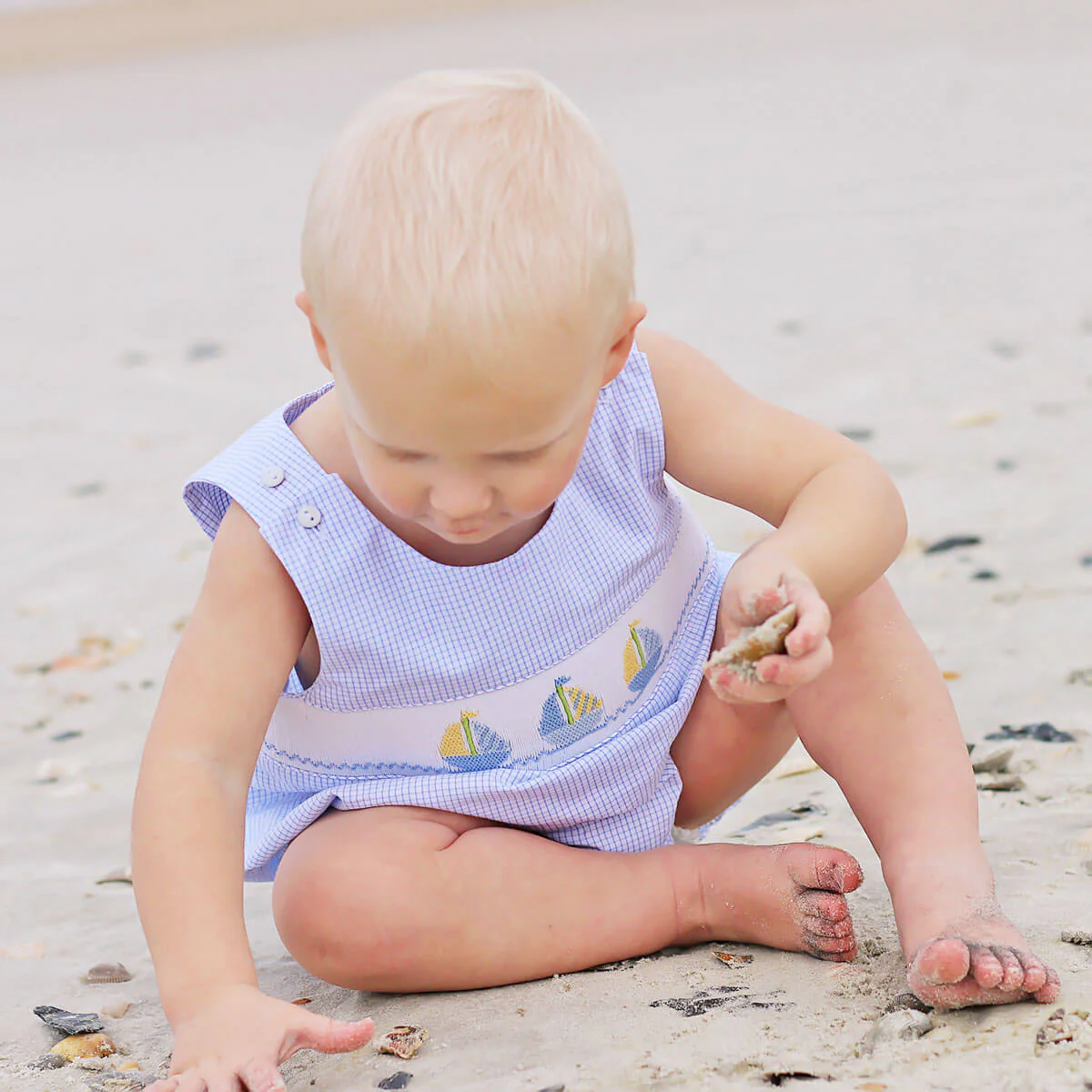 Light Blue Sailboat Smocked Sun Bubble - Image 4