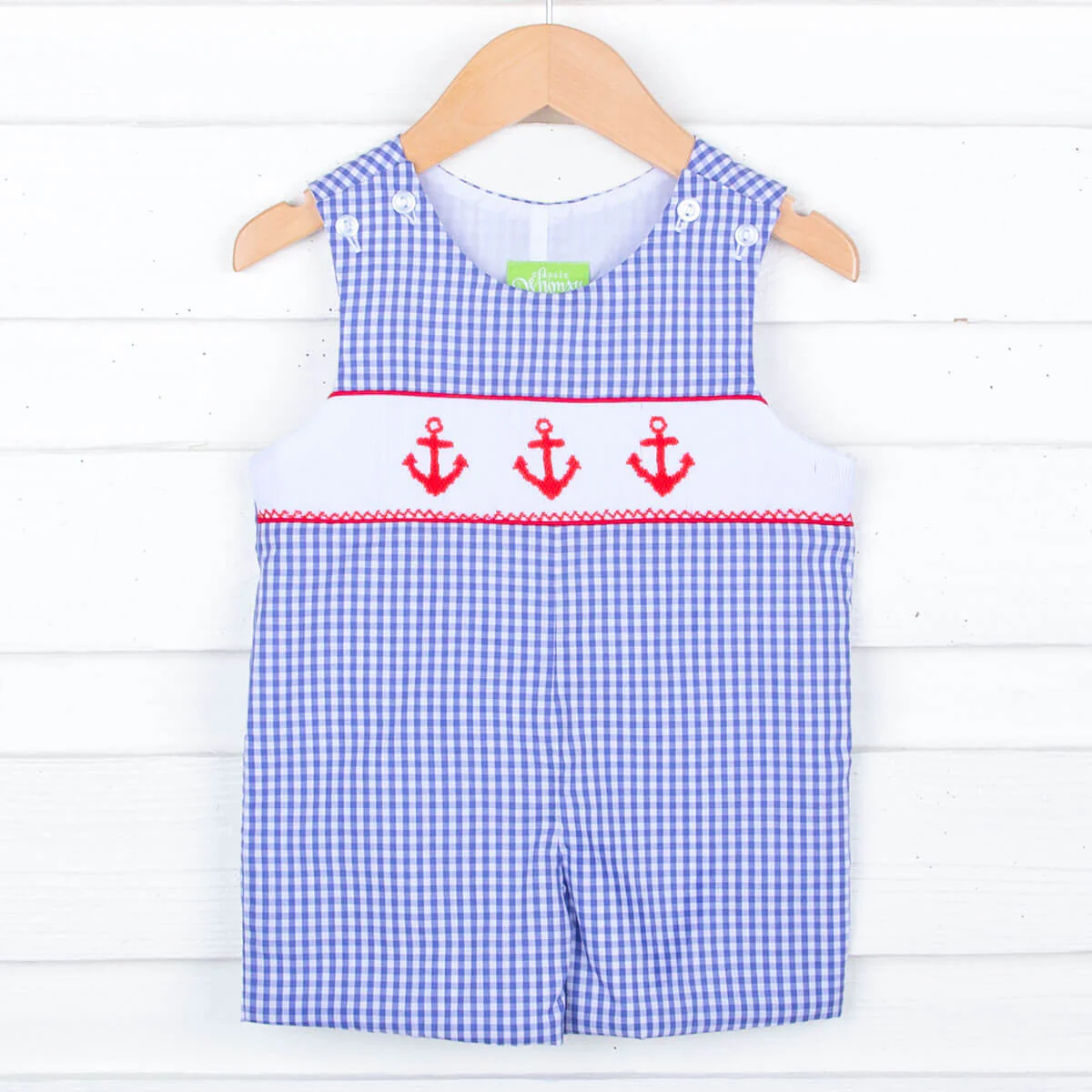 Red Anchor Smocked Royal Blue Jon Jon - Image 2
