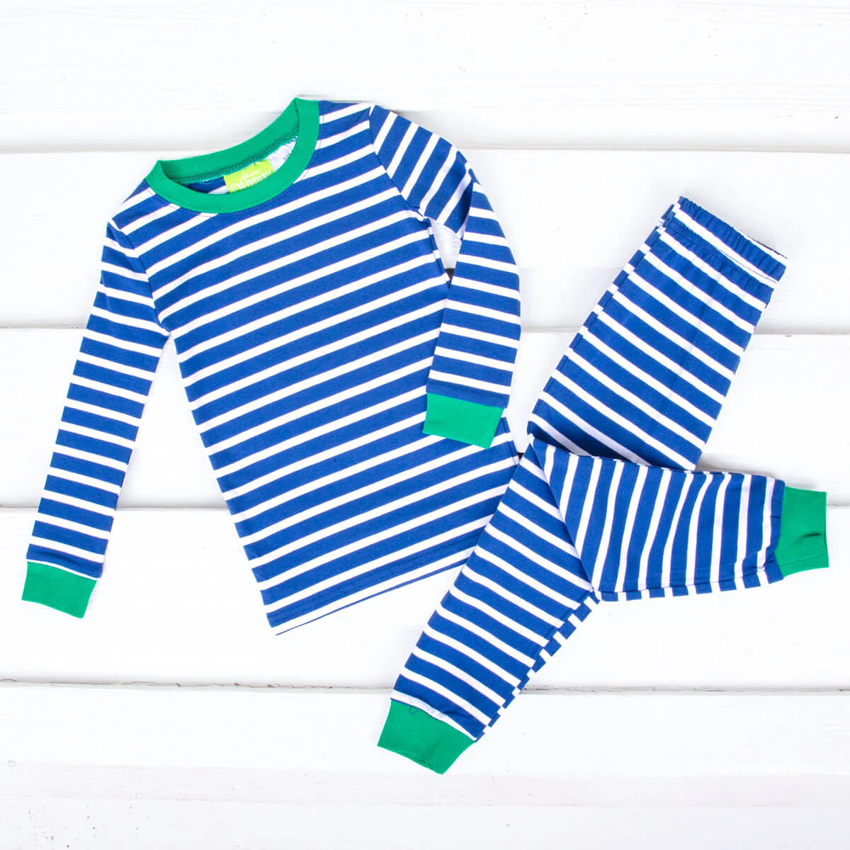 Royal Blue and White Stripe Pajamas - Image 3