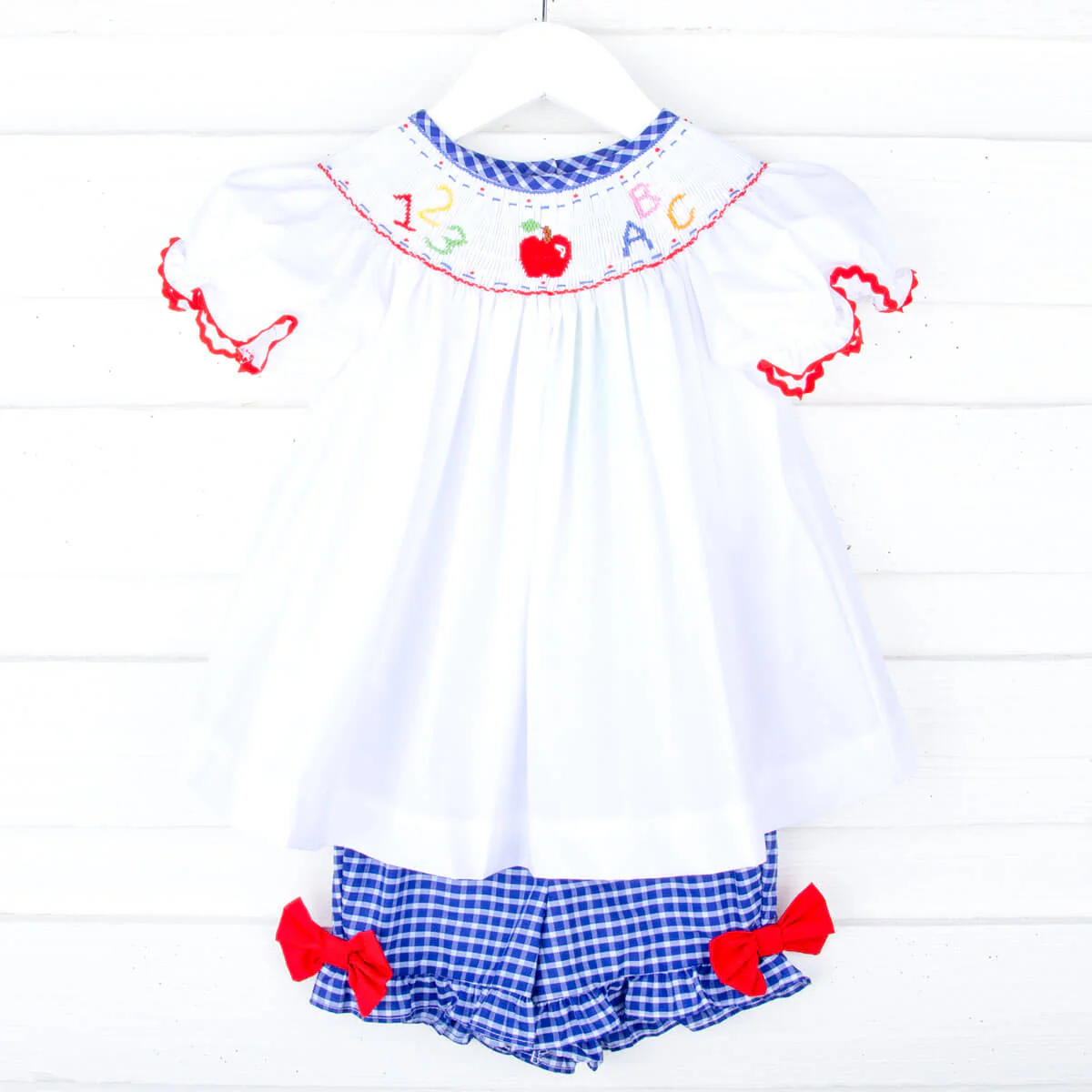My ABC and 123 Smocked Royal Short Set - Image 2