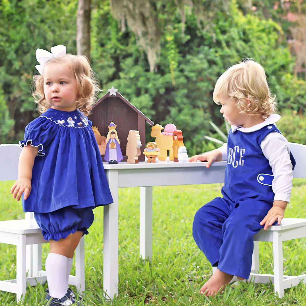 Royal Blue Corduroy Longall with Tabs - Image 2