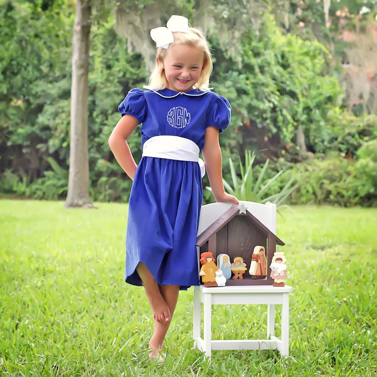Royal Blue Corduroy Sash Dress - Image 4