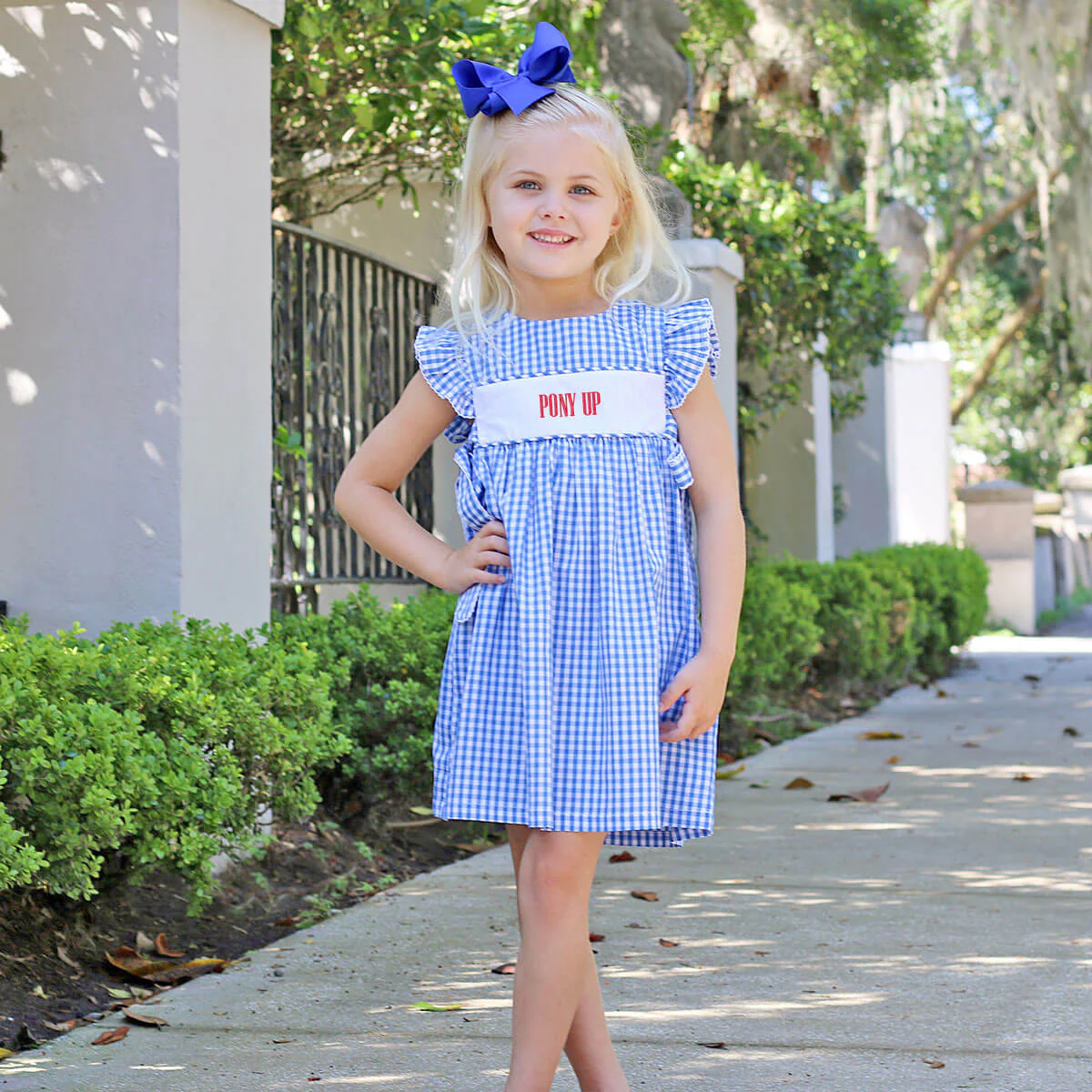Royal Blue Gingham Avery Dress - Image 4